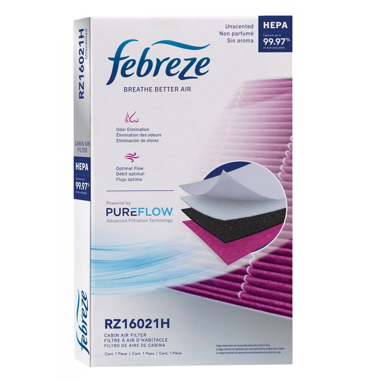 Febreze Odor Control HEPA Cabin Air Filter by PUREFLOW RZ16021H | Fits 2011 Nissan LEAF
