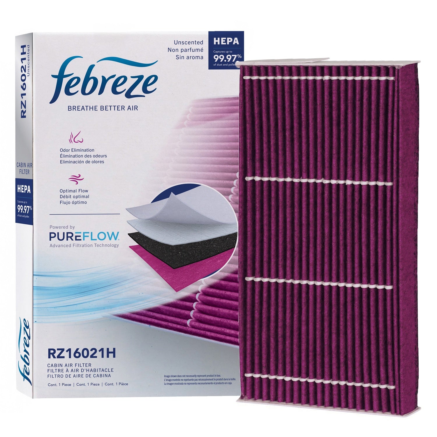 Febreze Odor Control HEPA Cabin Air Filter by PUREFLOW RZ16021H | Fits 2016 Nissan Sentra