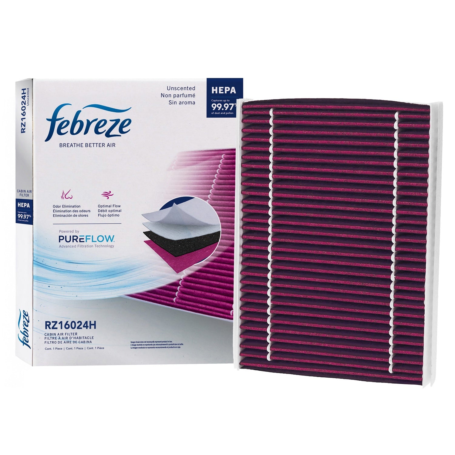 Febreze Odor Control HEPA Cabin Air Filter by PUREFLOW RZ16024H | Fits 2024 Alfa Romeo Tonale