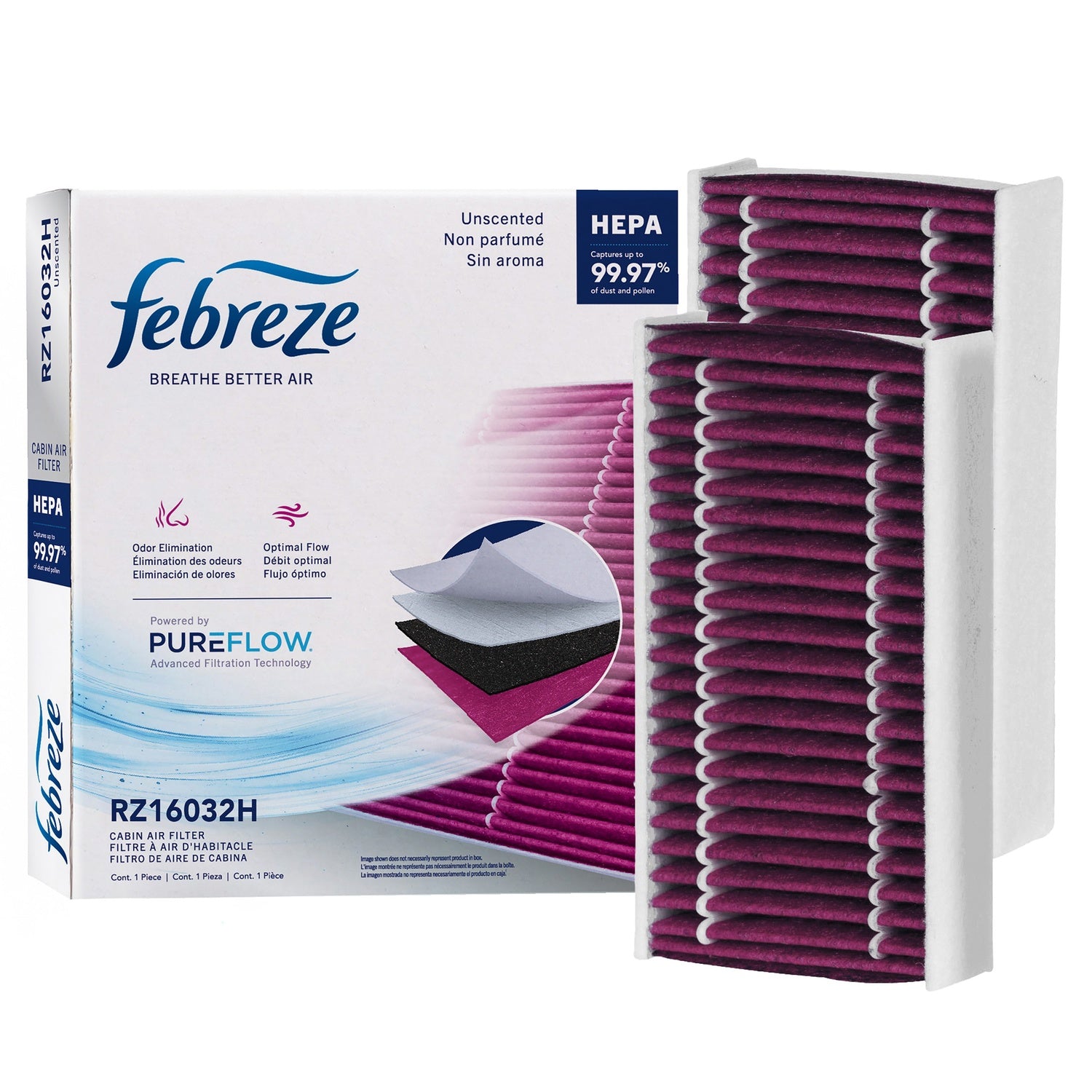Febreze Odor Control HEPA Cabin Air Filter by PUREFLOW RZ16032H | Fits 2017 BMW X4