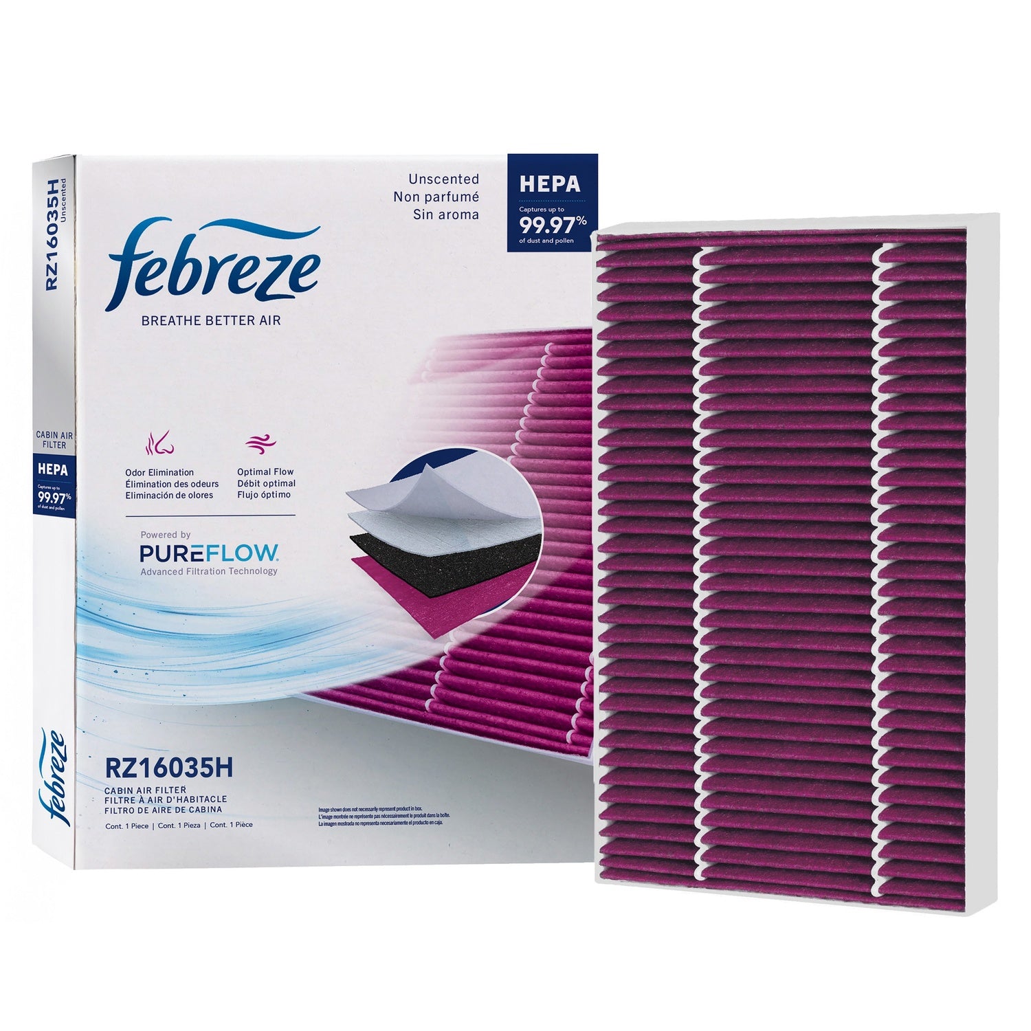 Febreze Odor Control HEPA Cabin Air Filter by PUREFLOW RZ16035H | Fits 2021 Maserati Quattroporte