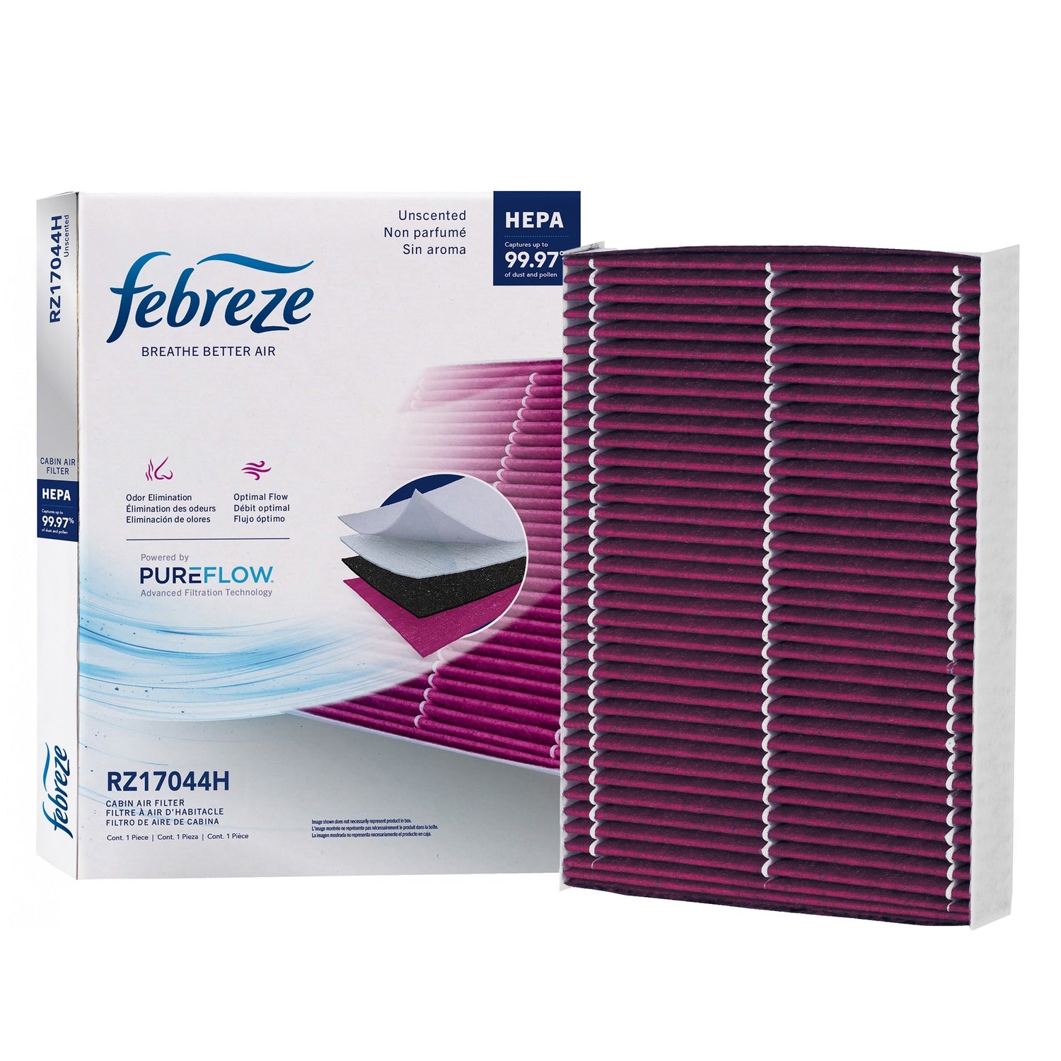 Febreze Odor Control HEPA Cabin Air Filter by PUREFLOW RZ17044H | Fits 2020 Nissan Qashqai