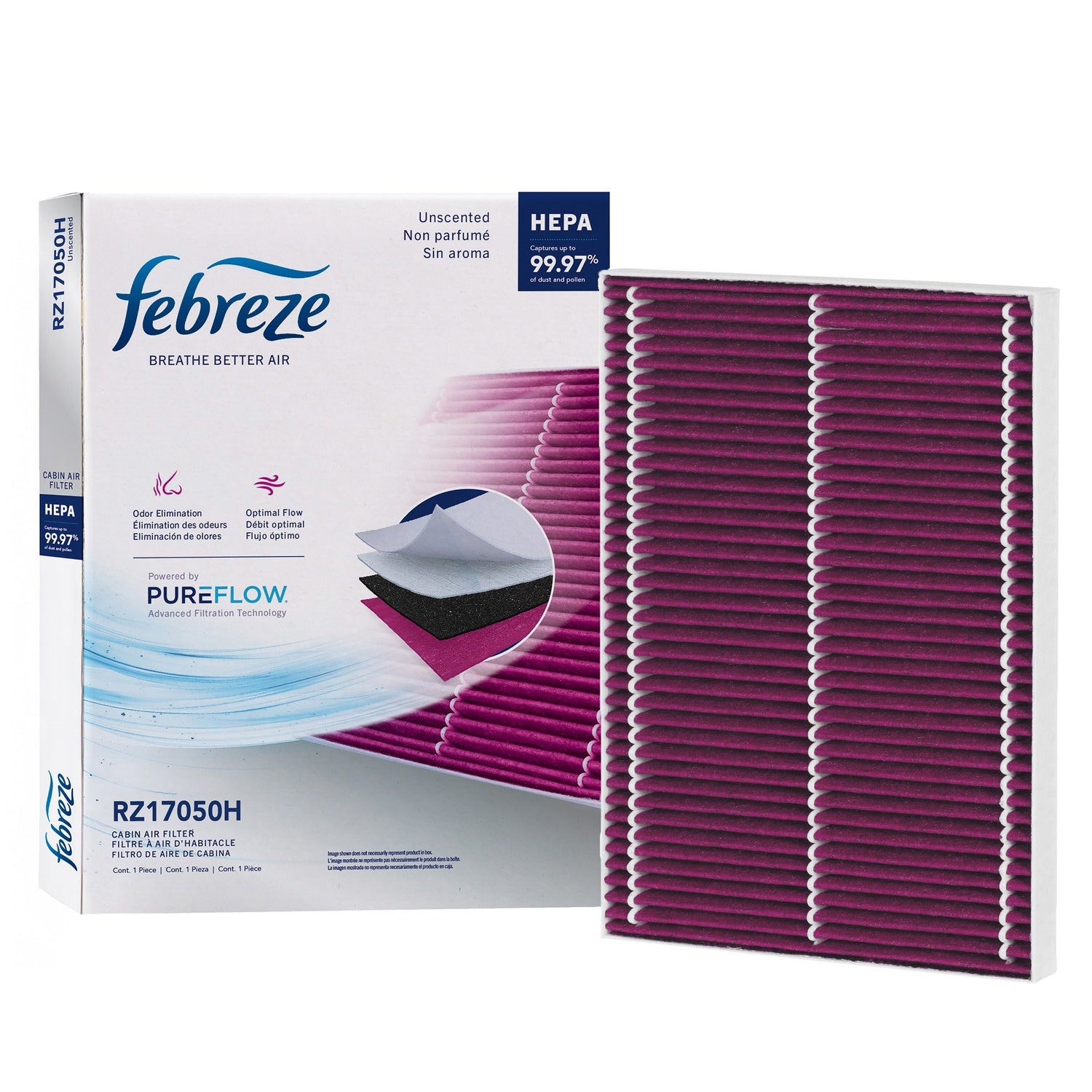Febreze Odor Control HEPA Cabin Air Filter by PUREFLOW RZ17050H | Fits 2017 Tesla S