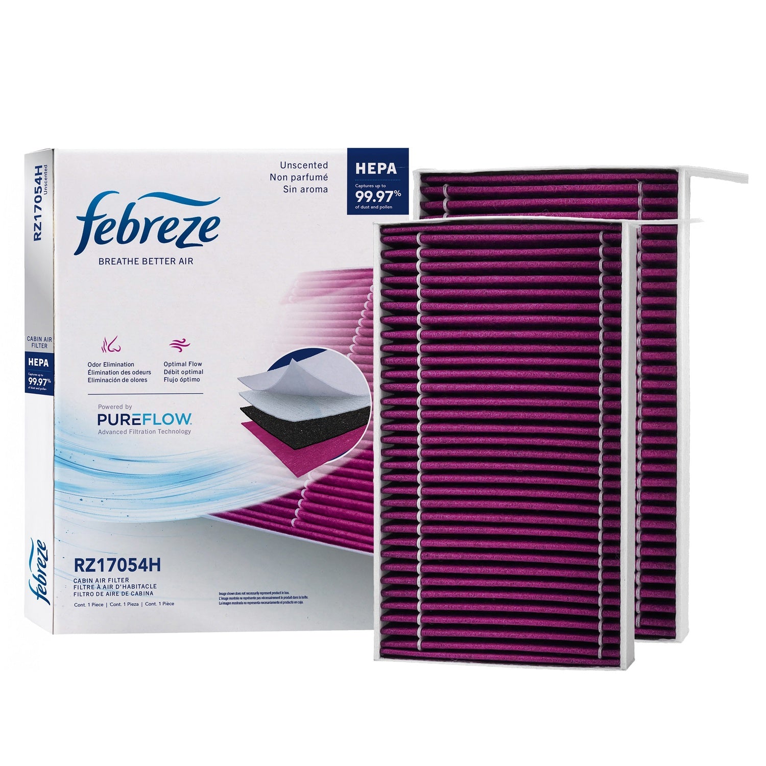 Febreze Odor Control HEPA Cabin Air Filter by PUREFLOW RZ17054H | Fits 2018 Tesla 3