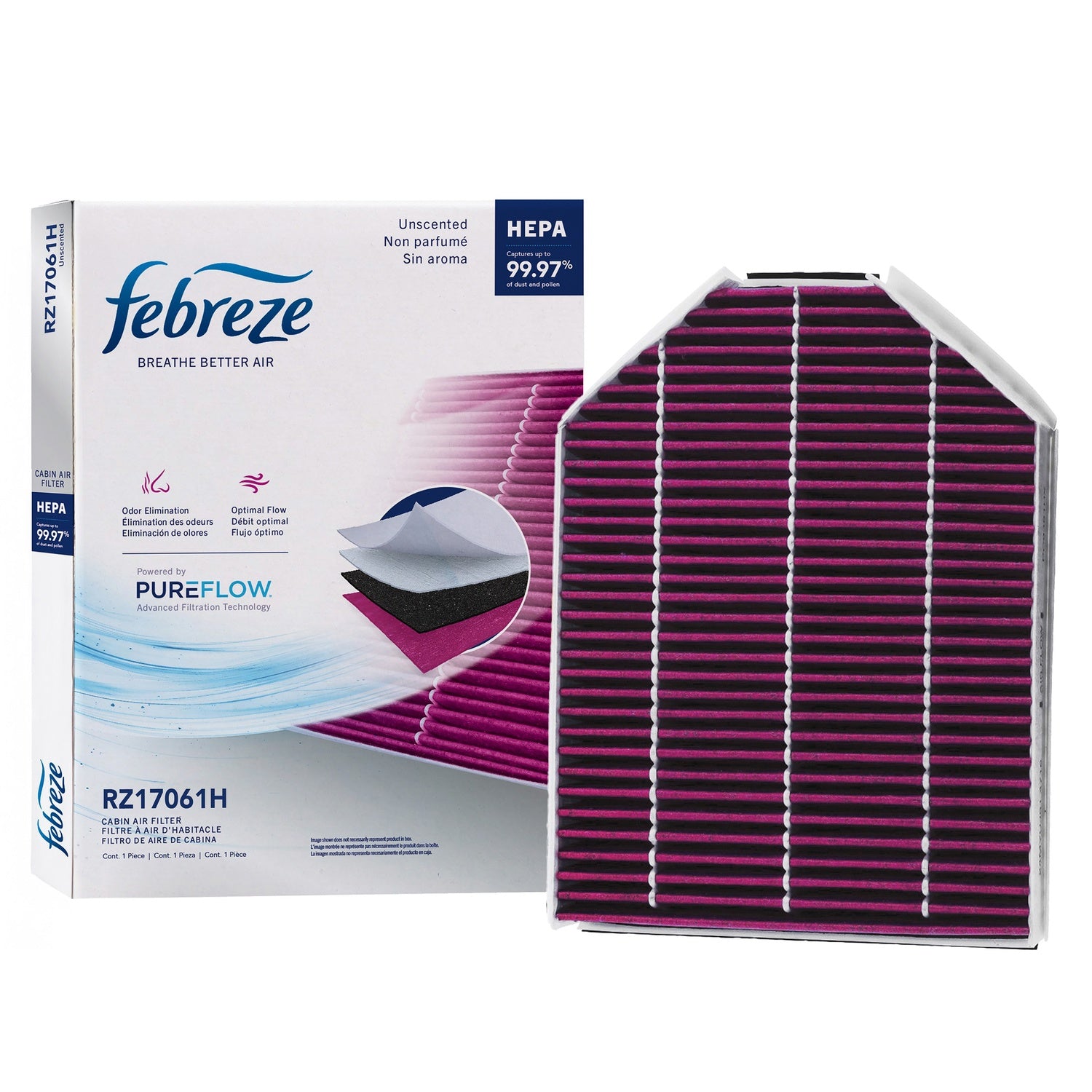 Febreze Odor Control HEPA Cabin Air Filter by PUREFLOW RZ17061H | Fits 2009 Jaguar XKR