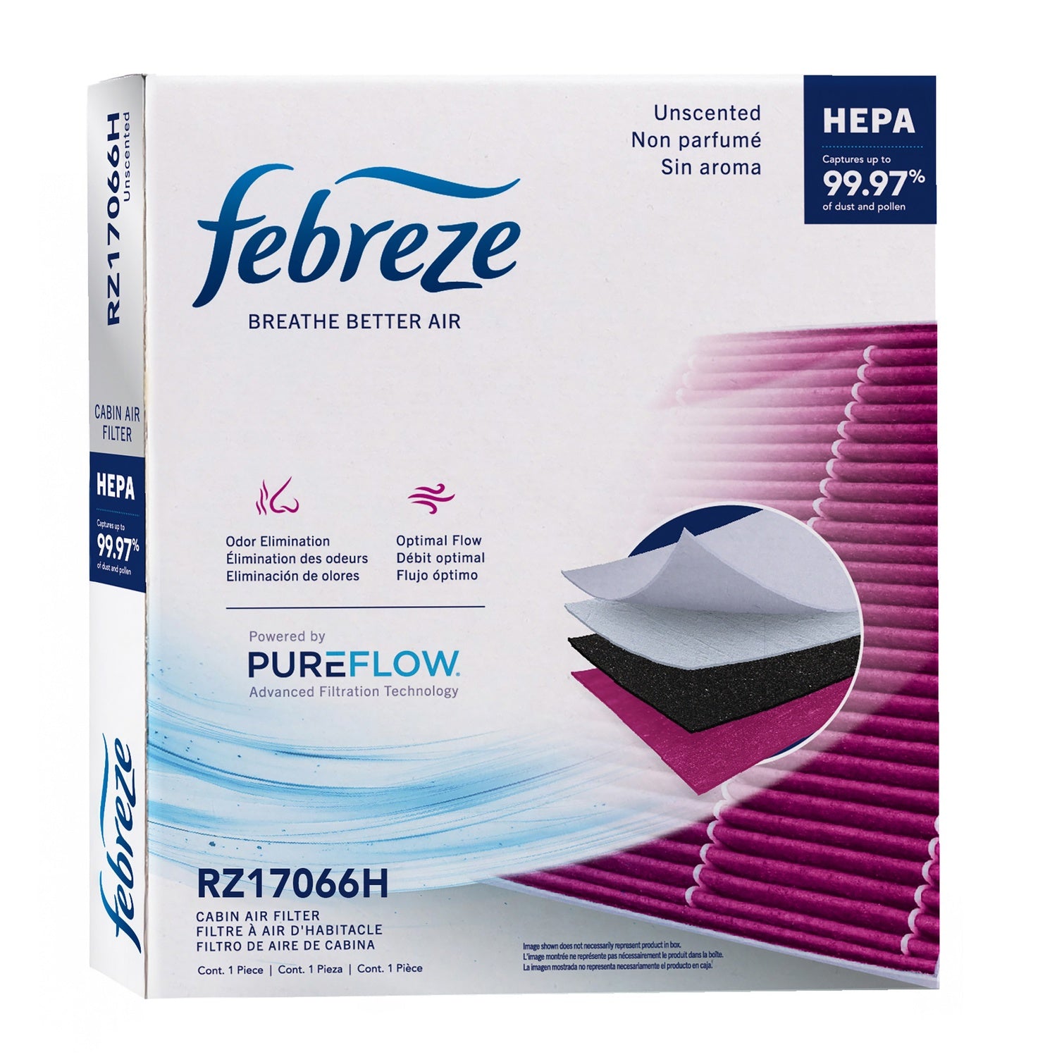 Febreze Odor Control HEPA Cabin Air Filter by PUREFLOW RZ17066H | Fits 2014 Lincoln MKX