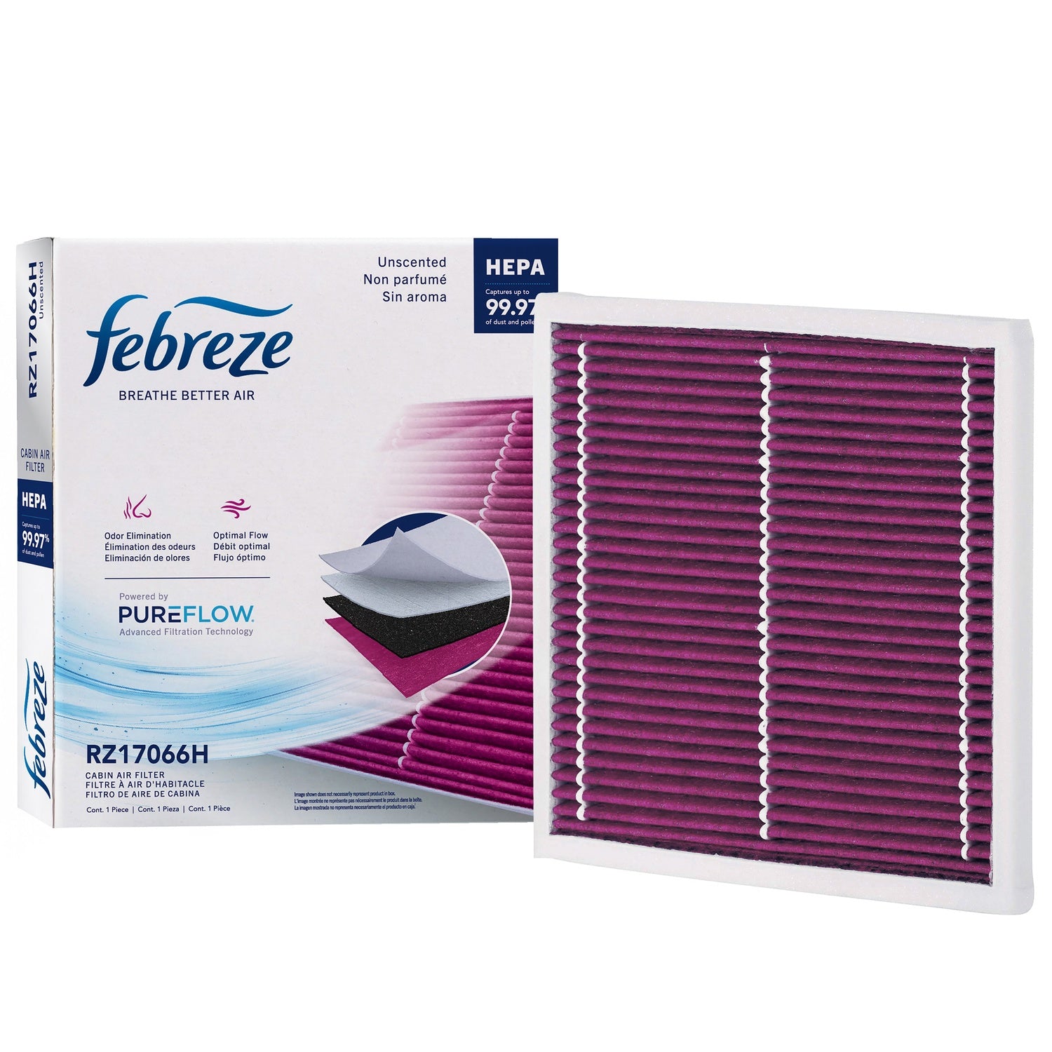 Febreze Odor Control HEPA Cabin Air Filter by PUREFLOW RZ17066H | Fits 2011 Lincoln MKX