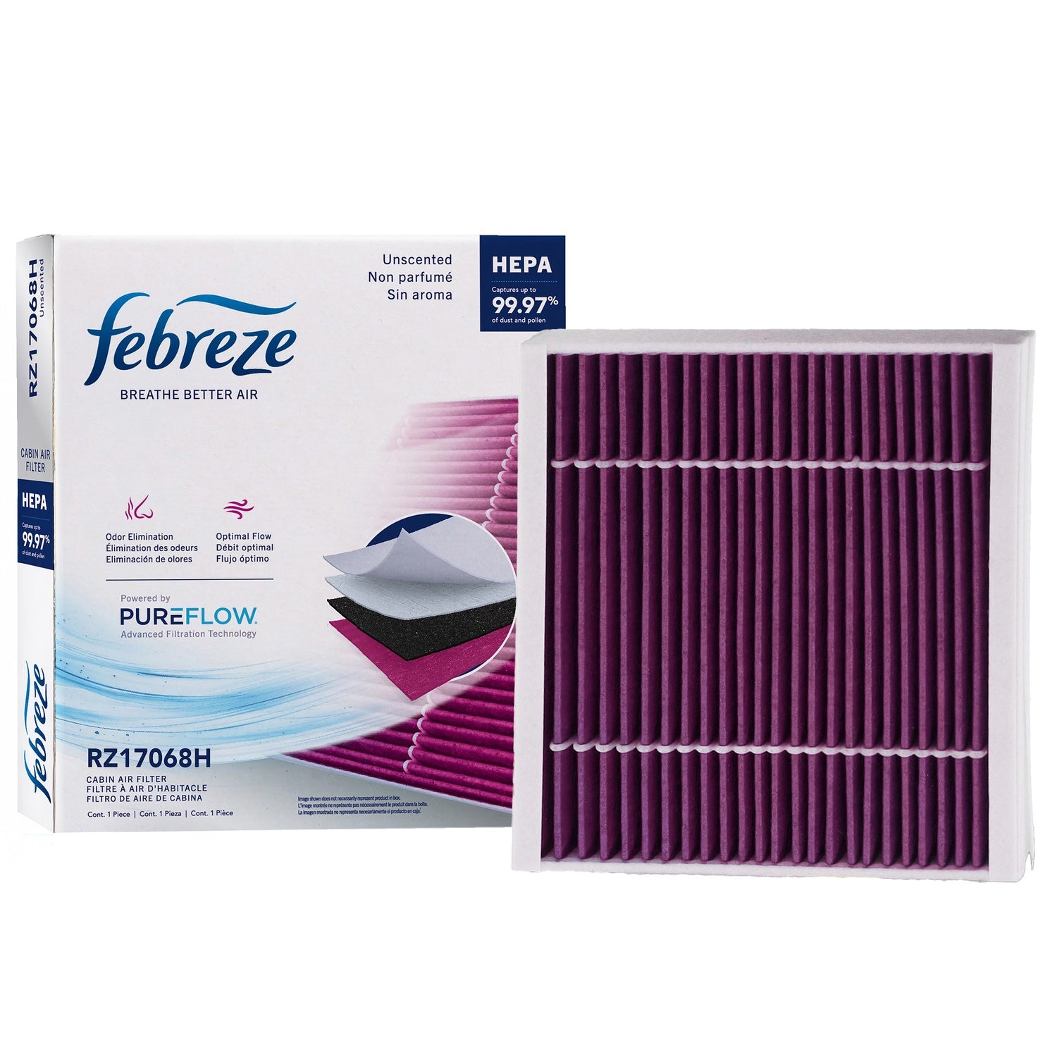 Febreze Odor Control HEPA Cabin Air Filter by PUREFLOW RZ17068H | Fits 2025 Mercedes-Benz GLS63 AMG