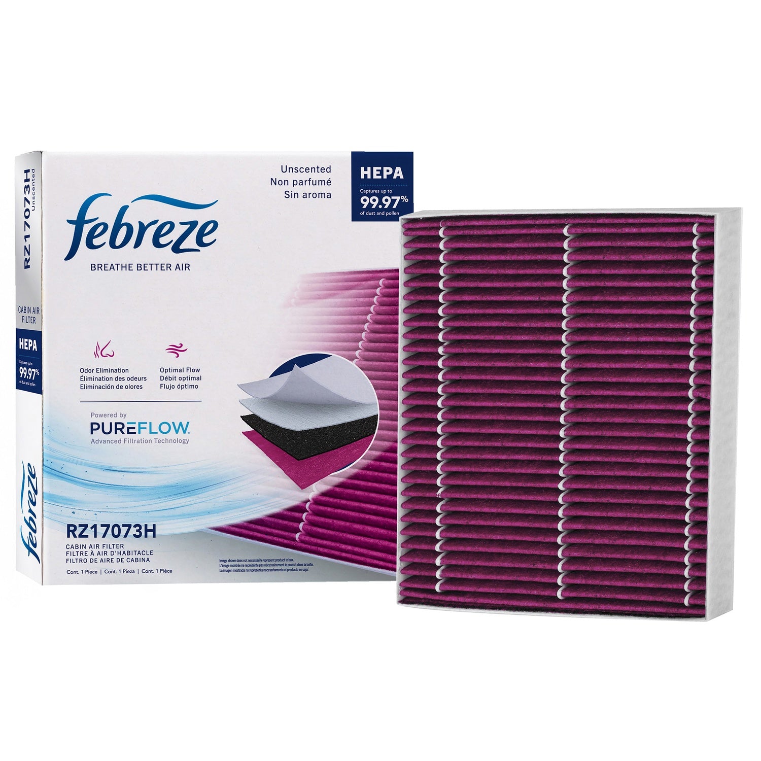 Febreze Odor Control HEPA Cabin Air Filter by PUREFLOW RZ17073H | Fits 2012 Chrysler 200