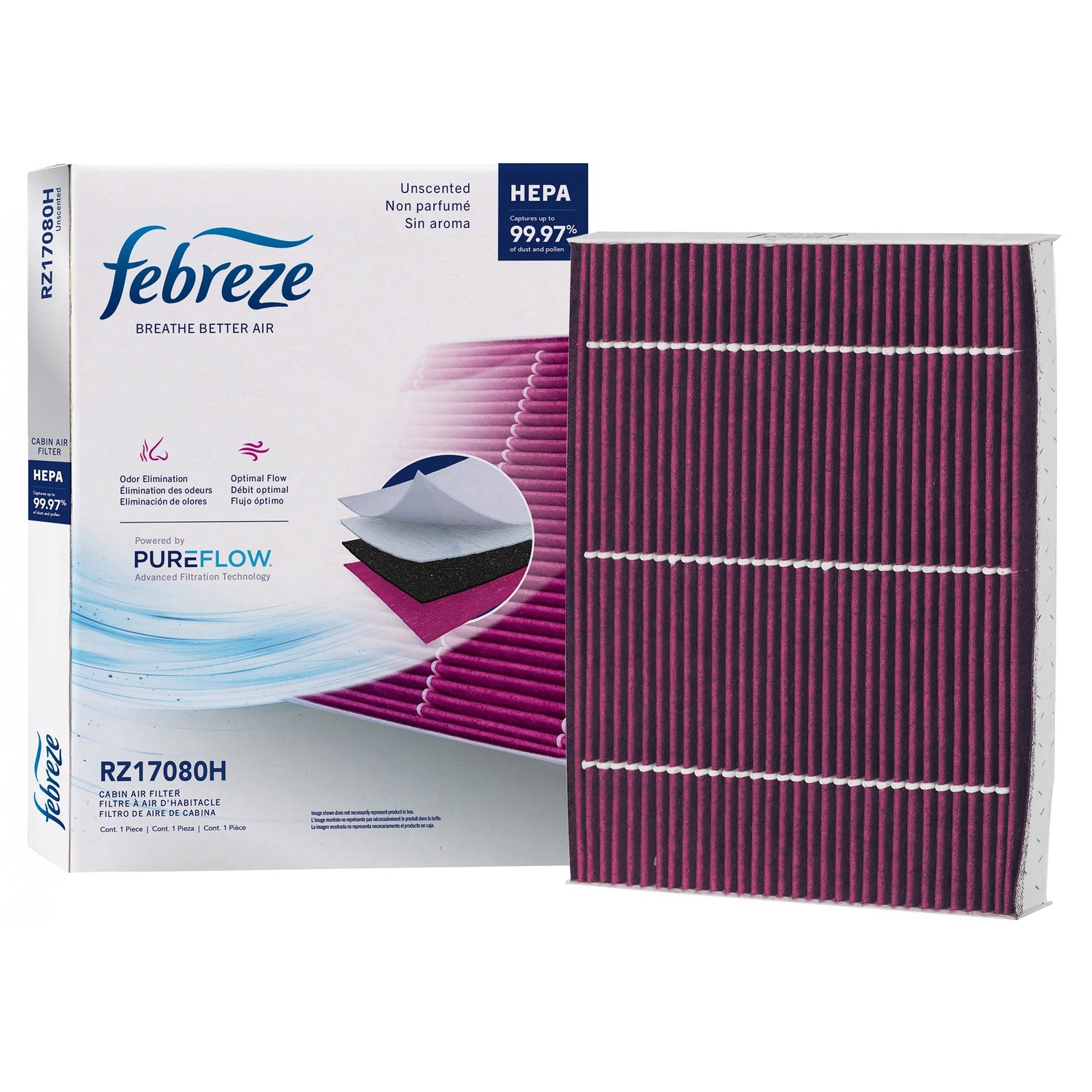 Febreze Odor Control HEPA Cabin Air Filter by PUREFLOW RZ17080H | Fits 2020 Kia Niro