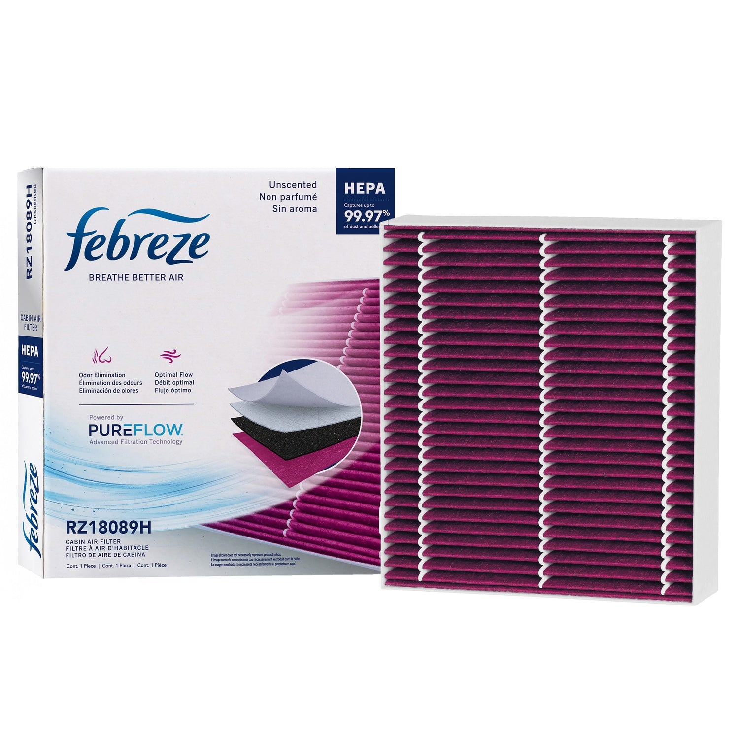 Febreze Odor Control HEPA Cabin Air Filter by PUREFLOW RZ18089H | Fits 2012 Renault Sandero