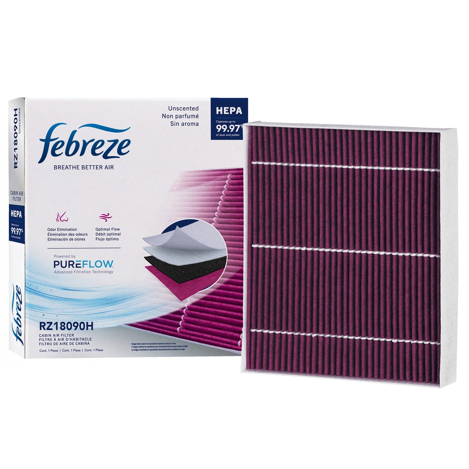 Febreze Odor Control HEPA Cabin Air Filter by PUREFLOW RZ18090H | Fits 2024 Kia Soul