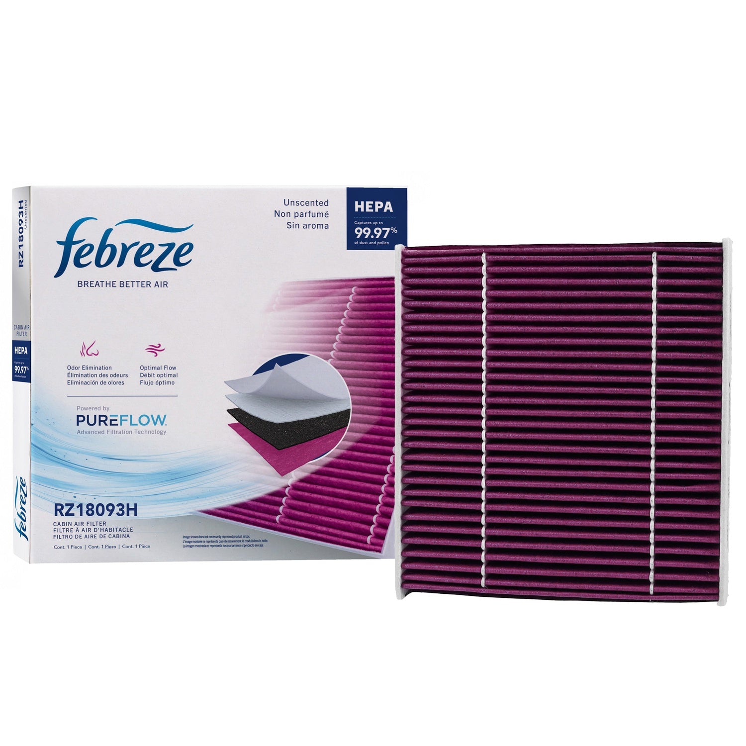 Febreze Odor Control HEPA Cabin Air Filter by PUREFLOW RZ18093H | Fits 2025 Nissan Kicks e-Power