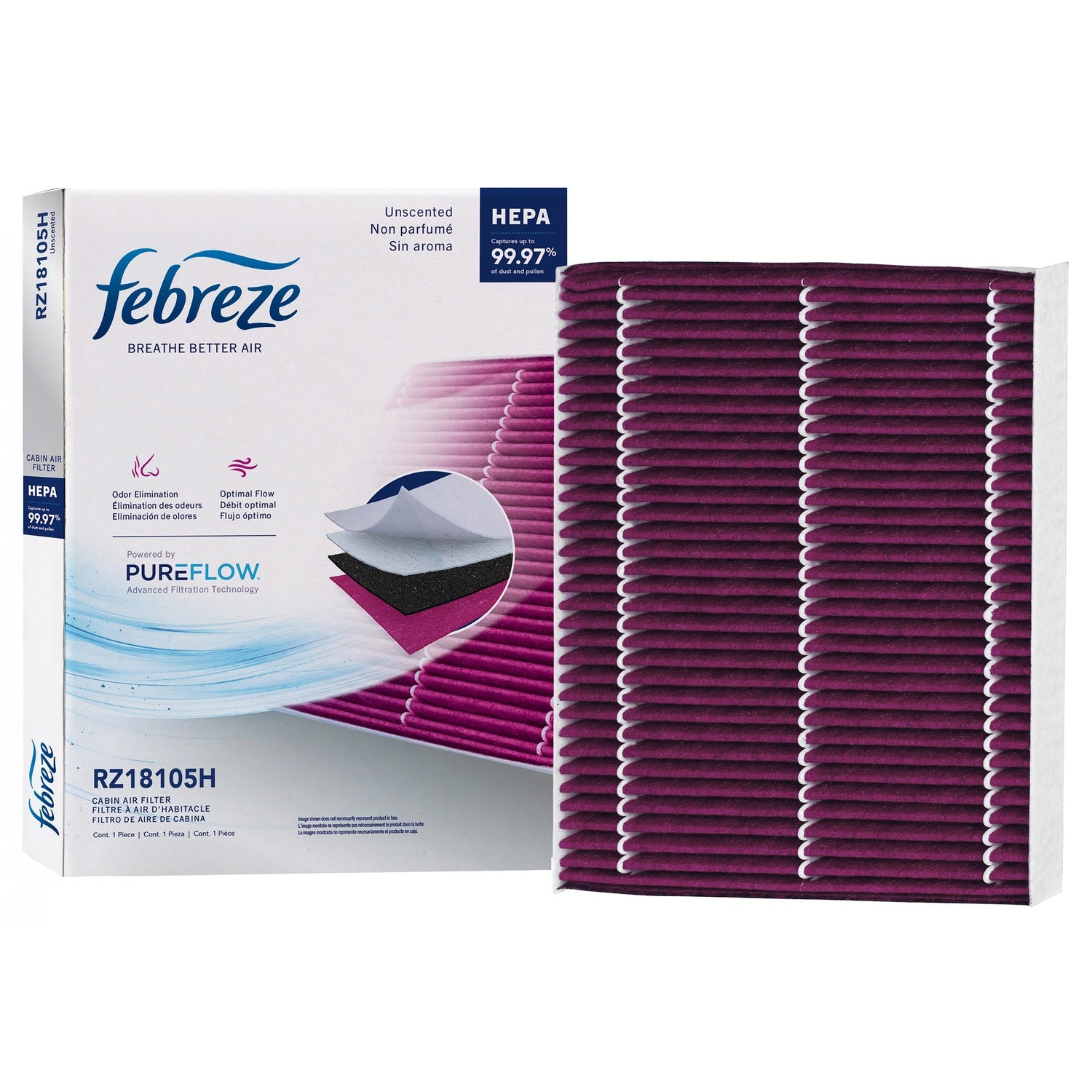 Febreze Odor Control HEPA Cabin Air Filter by PUREFLOW RZ18105H | Fits 2009 Nissan 370Z