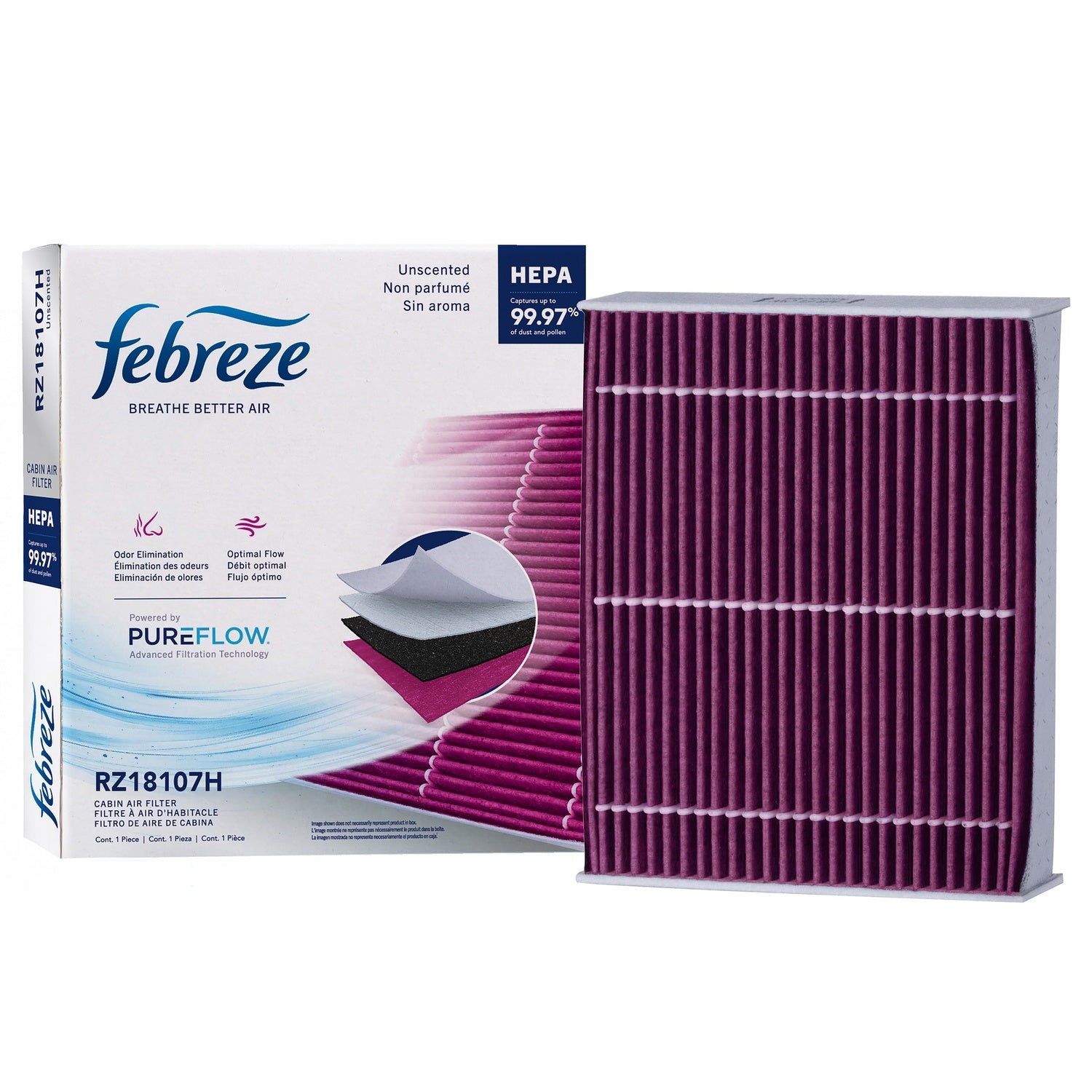 Febreze Odor Control HEPA Cabin Air Filter by PUREFLOW RZ18107H | Fits 2015 Scion tC
