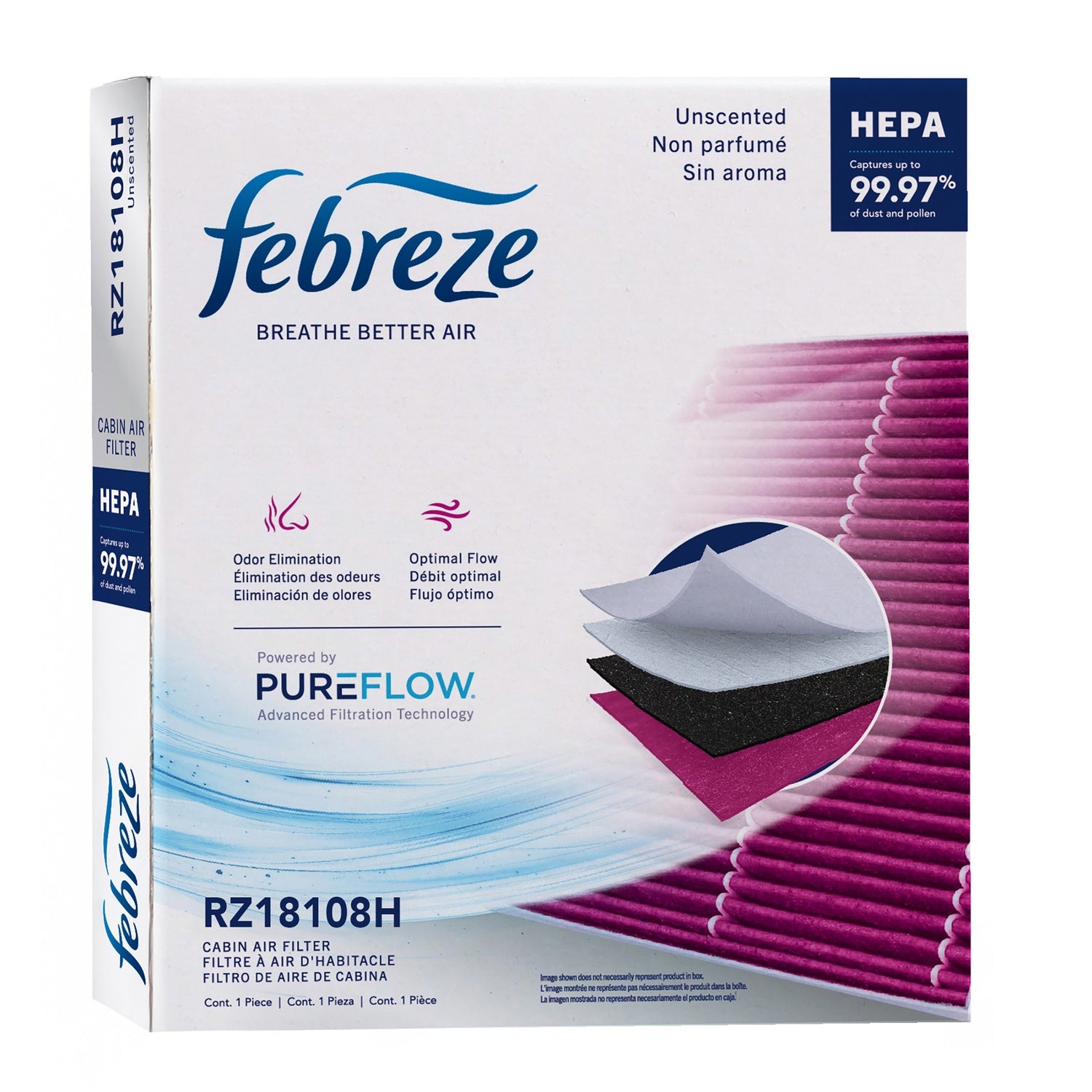 Febreze Odor Control HEPA Cabin Air Filter by PUREFLOW RZ18108H | Fits 2014 Chevrolet Impala