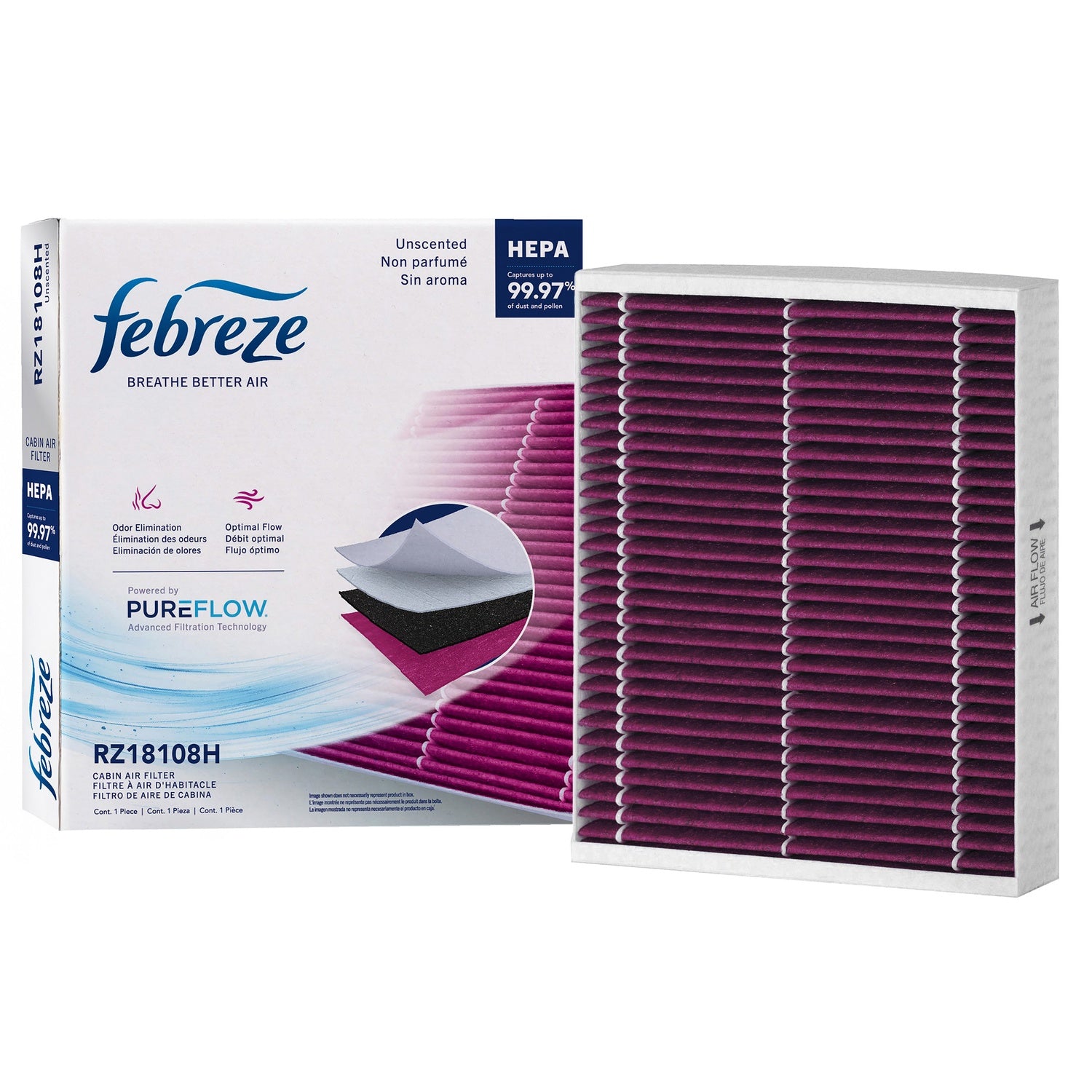 Febreze Odor Control HEPA Cabin Air Filter by PUREFLOW RZ18108H | Fits 2019 GMC Acadia