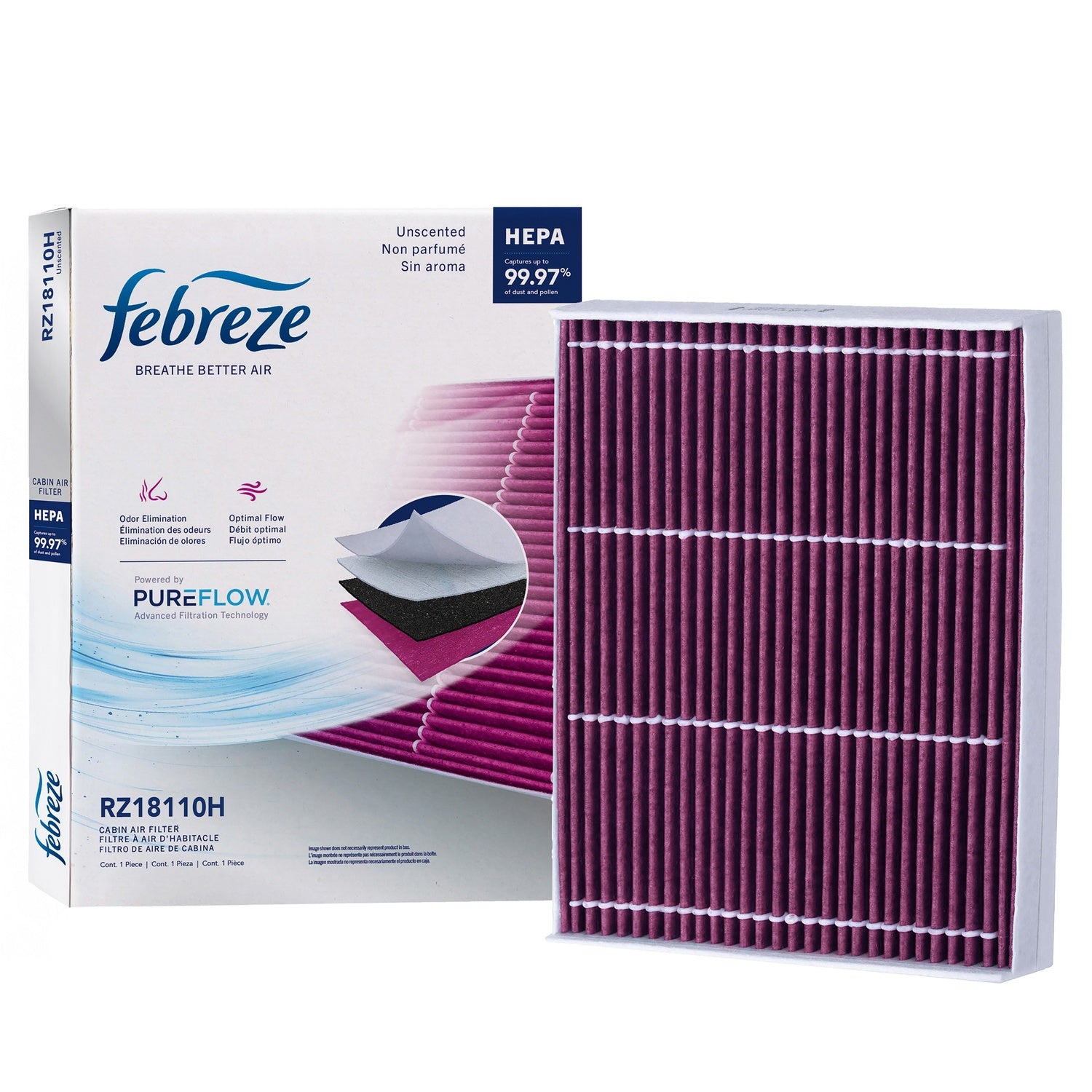 Febreze Odor Control HEPA Cabin Air Filter by PUREFLOW RZ18110H | Fits 2021 Ford Lobo