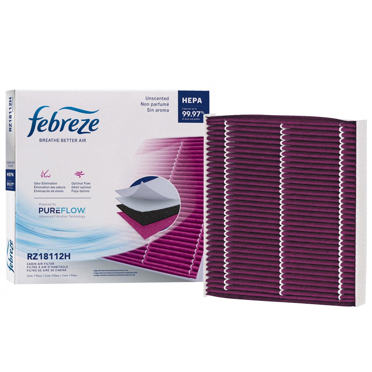 Febreze Odor Control HEPA Cabin Air Filter by PUREFLOW RZ18112H | Fits 2008 Toyota Tacoma