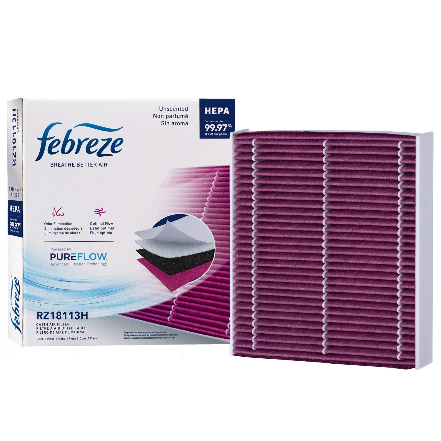 Febreze Odor Control HEPA Cabin Air Filter by PUREFLOW RZ18113H | Fits 2023 Nissan Frontier