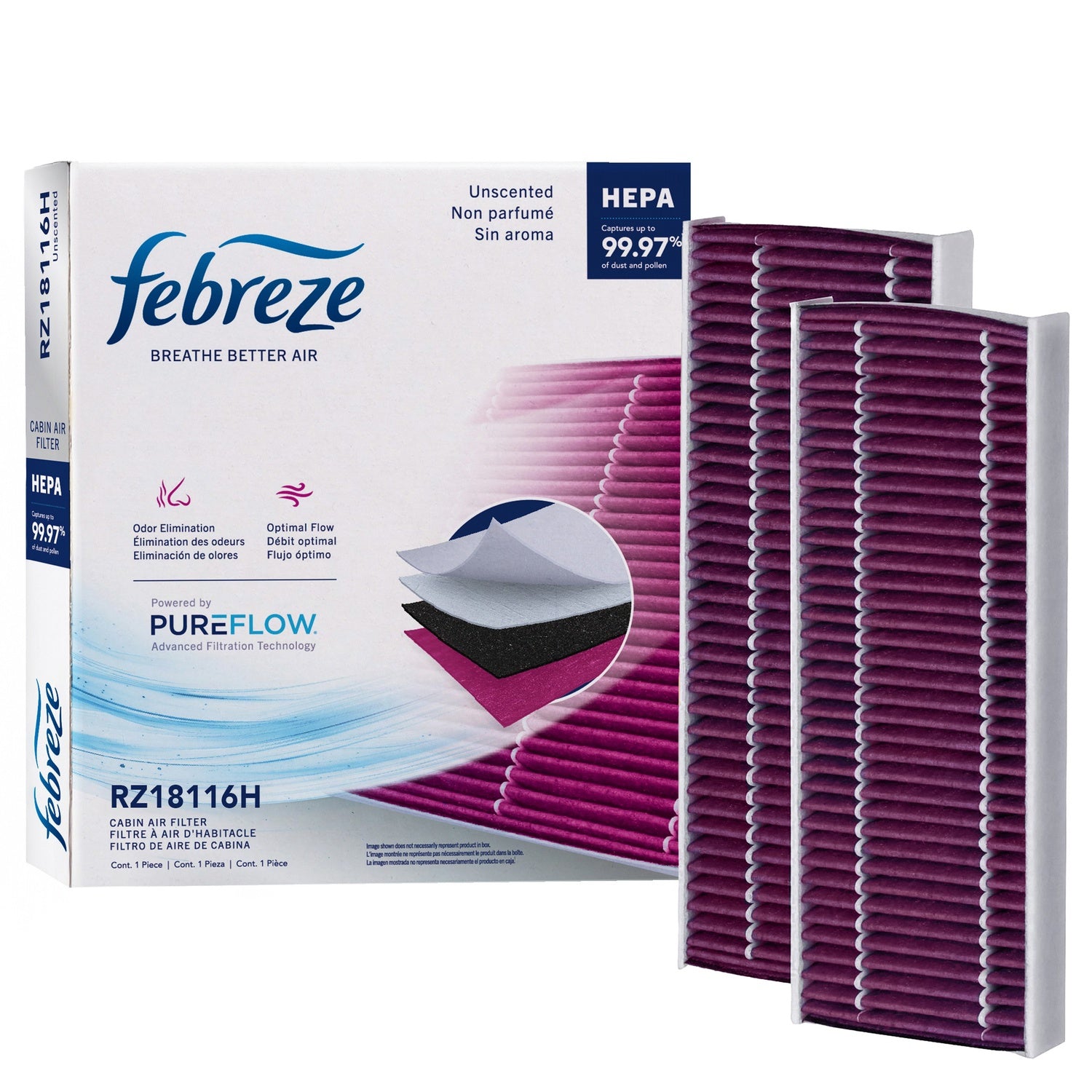 Febreze Odor Control HEPA Cabin Air Filter by PUREFLOW RZ18116H | Fits 2010 Nissan Pathfinder