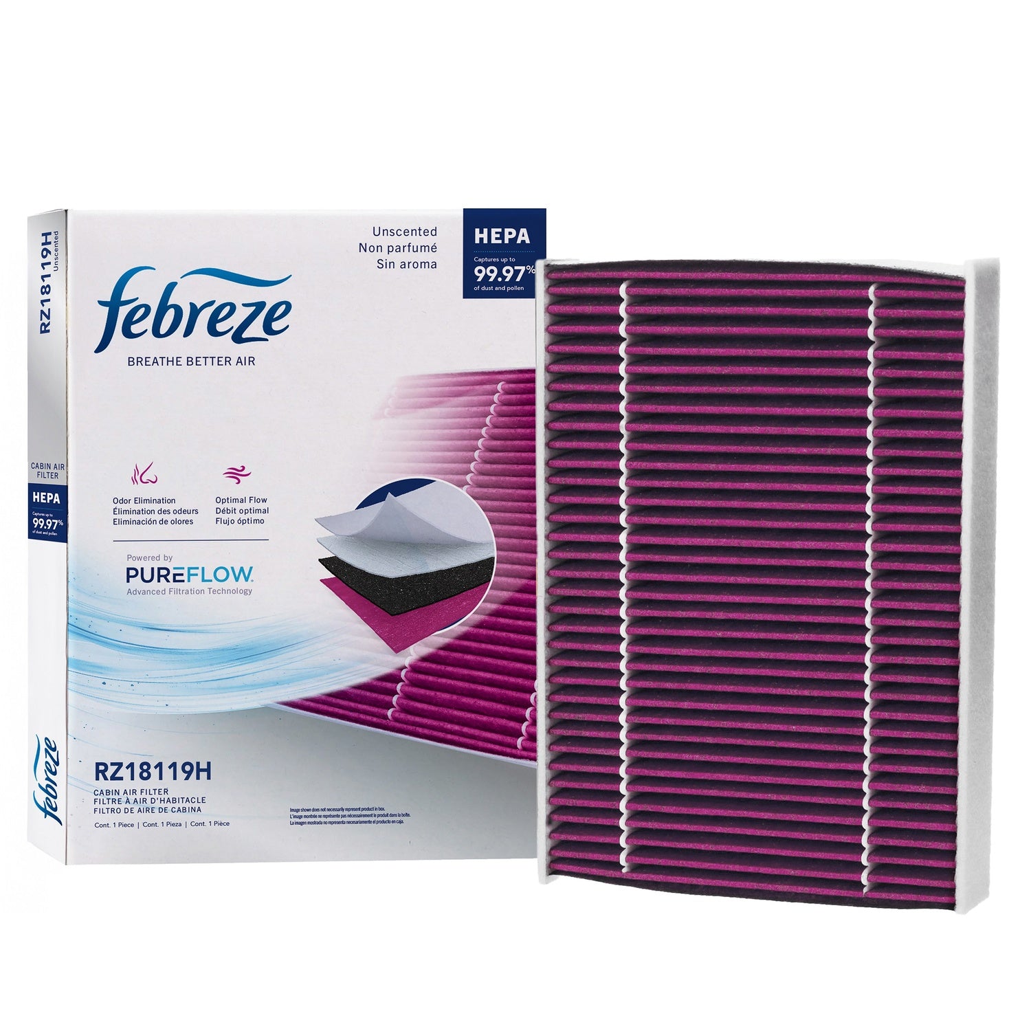Febreze Odor Control HEPA Cabin Air Filter by PUREFLOW RZ18119H | Fits 2025 Toyota 4Runner