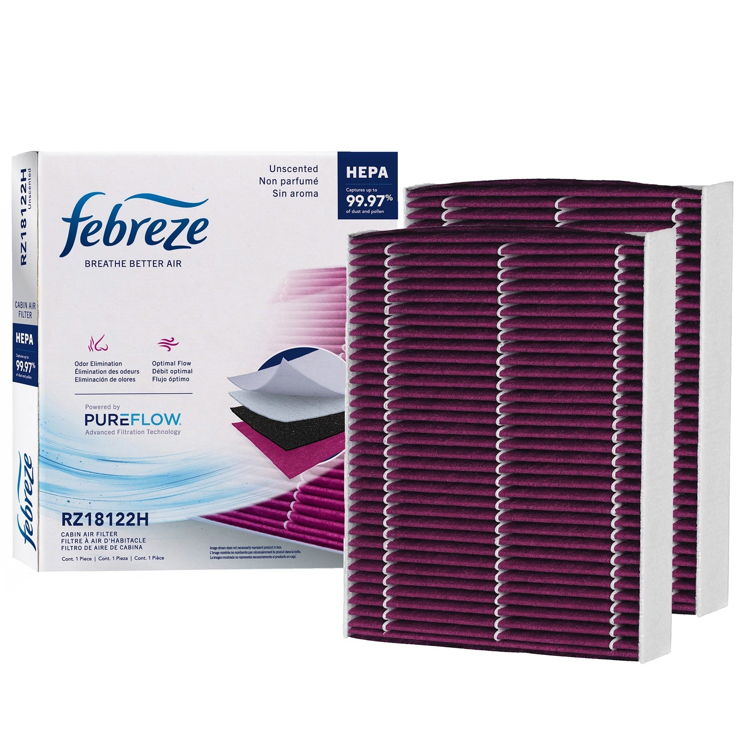 Febreze Odor Control HEPA Cabin Air Filter by PUREFLOW RZ18122H | Fits 2016 BMW 650i xDrive