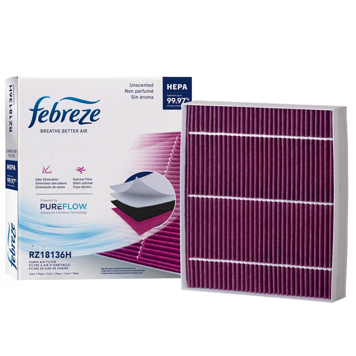 Febreze Odor Control HEPA Cabin Air Filter by PUREFLOW RZ18136H | Fits 2024 Hyundai Sonata