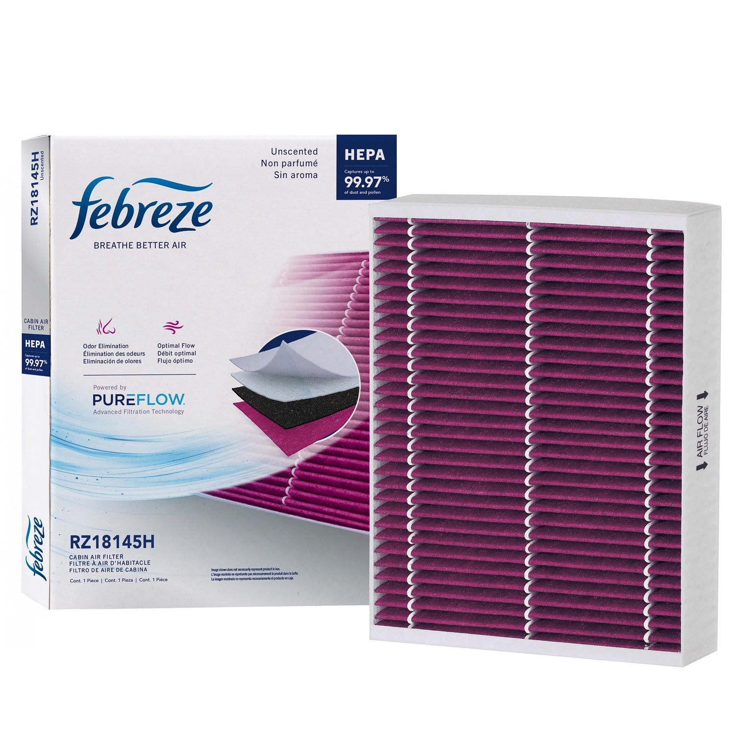 Febreze Odor Control HEPA Cabin Air Filter by PUREFLOW RZ18145H | Fits 2017 Chevrolet Spark Classic