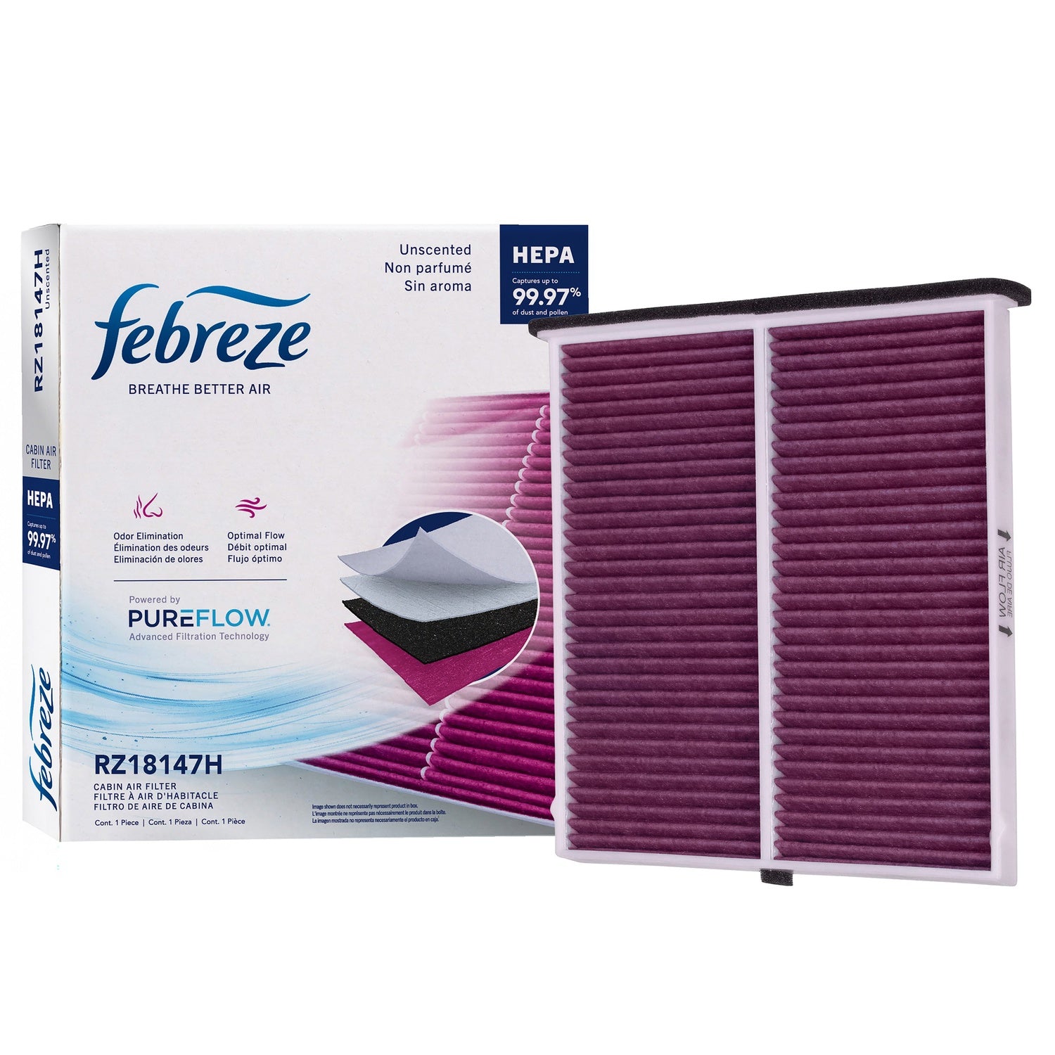 Febreze Odor Control HEPA Cabin Air Filter by PUREFLOW RZ18147H | Fits 2018 Mazda 3