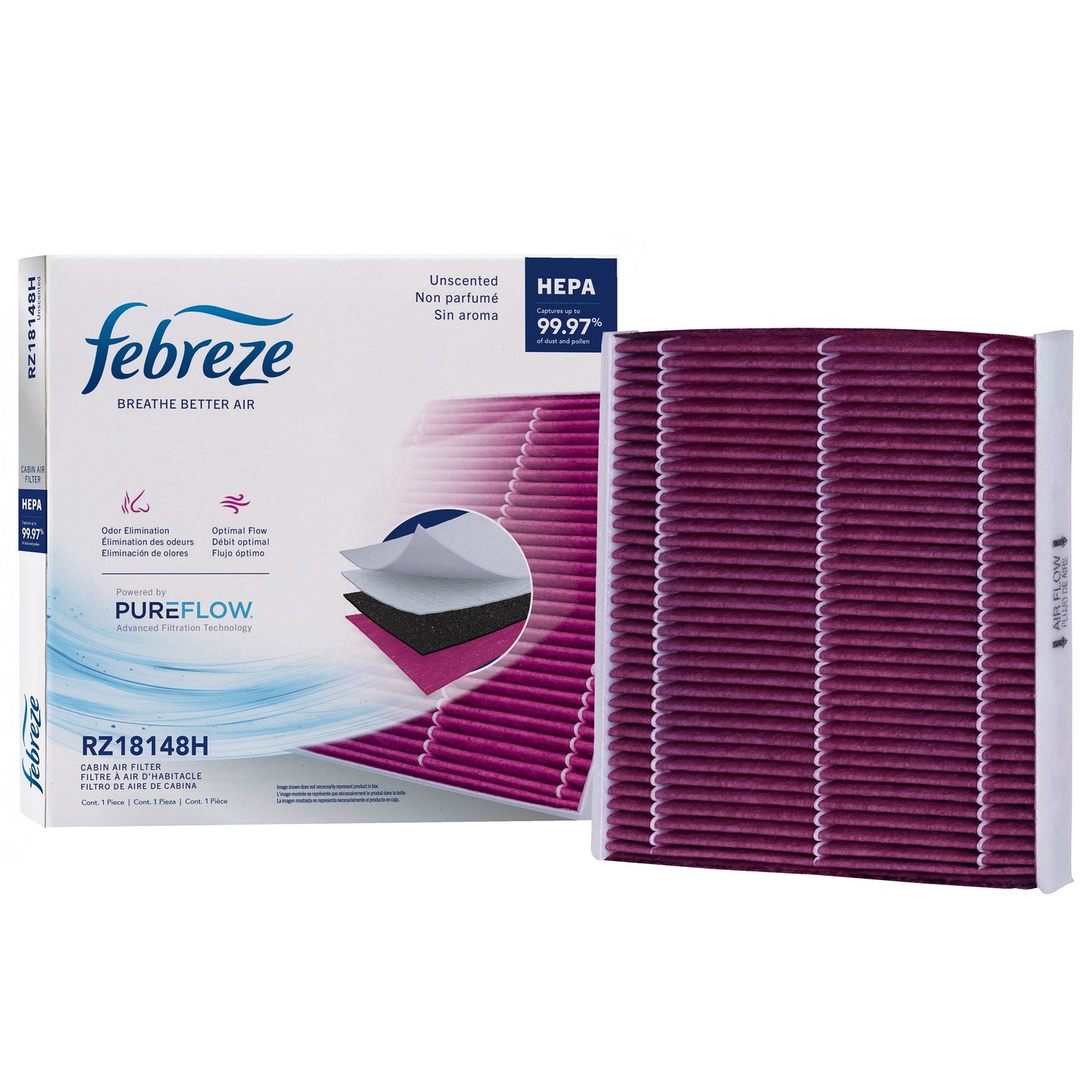 Febreze Odor Control HEPA Cabin Air Filter by PUREFLOW RZ18148H | Fits 2000 Toyota Avalon