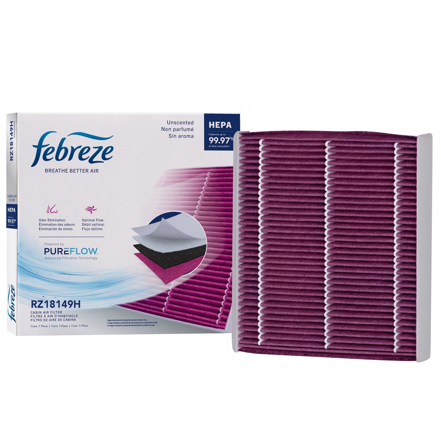 Febreze Odor Control HEPA Cabin Air Filter by PUREFLOW RZ18149H | Fits 2010 Mitsubishi Galant
