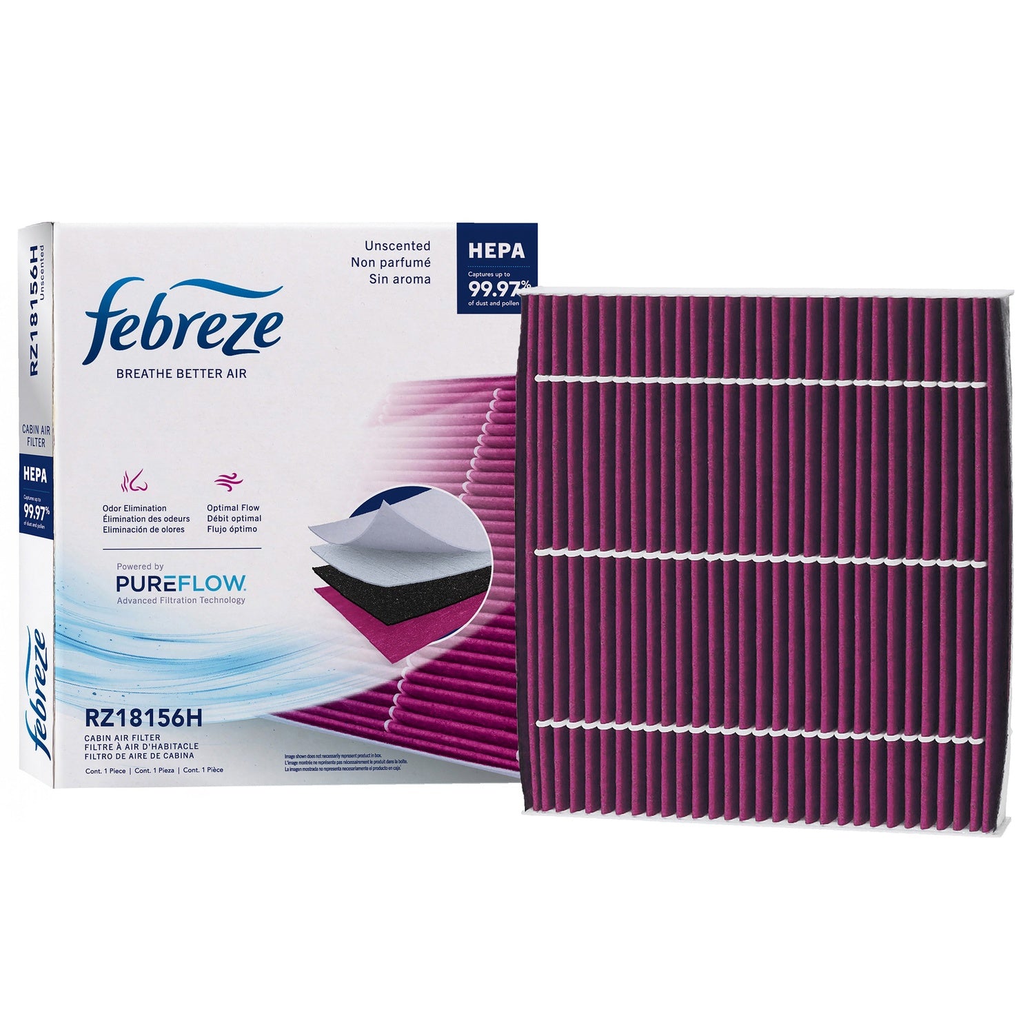 Febreze Odor Control HEPA Cabin Air Filter by PUREFLOW RZ18156H | Fits 2022 Ford Ranger