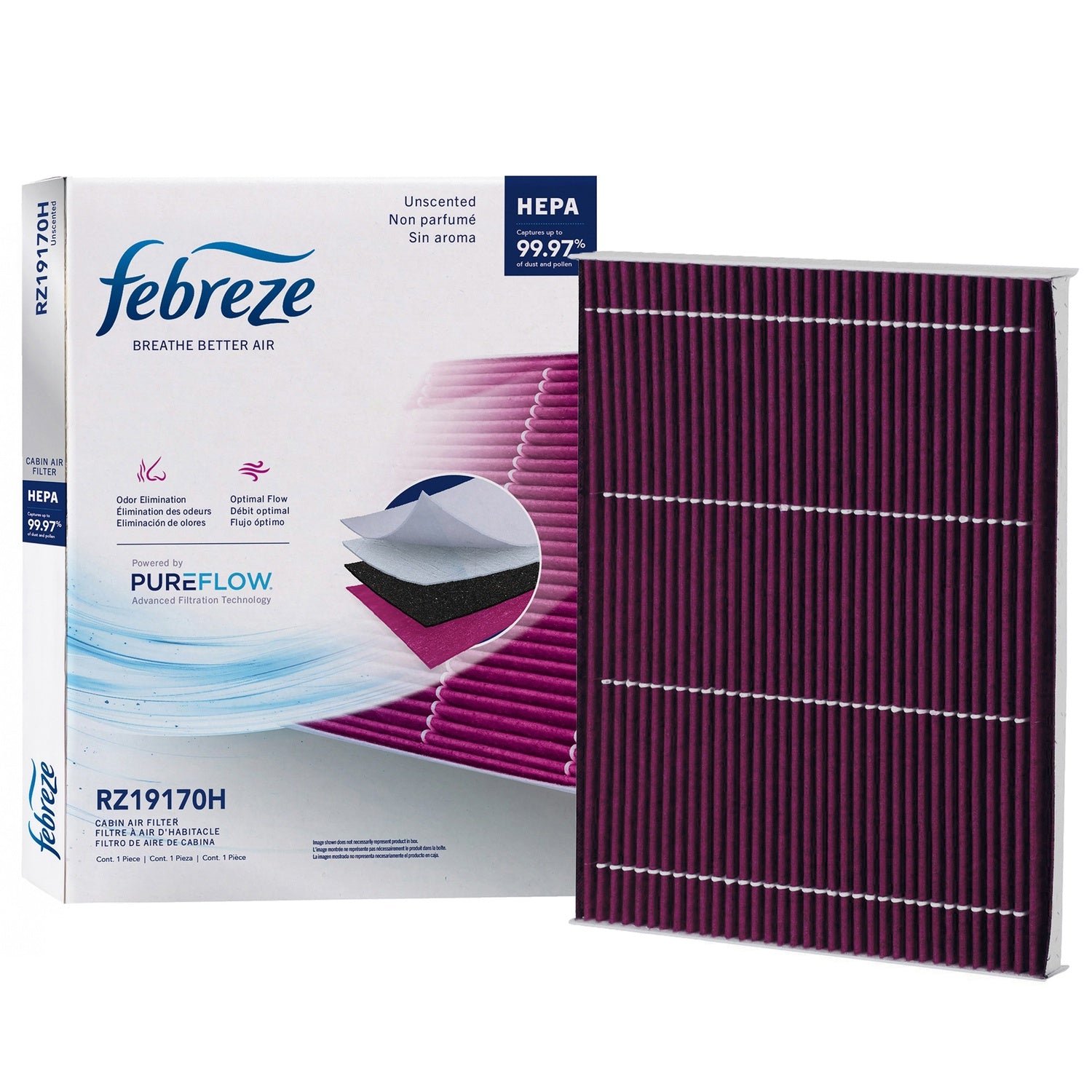 Febreze Odor Control HEPA Cabin Air Filter by PUREFLOW RZ19170H | Fits 2016 Lincoln MKZ