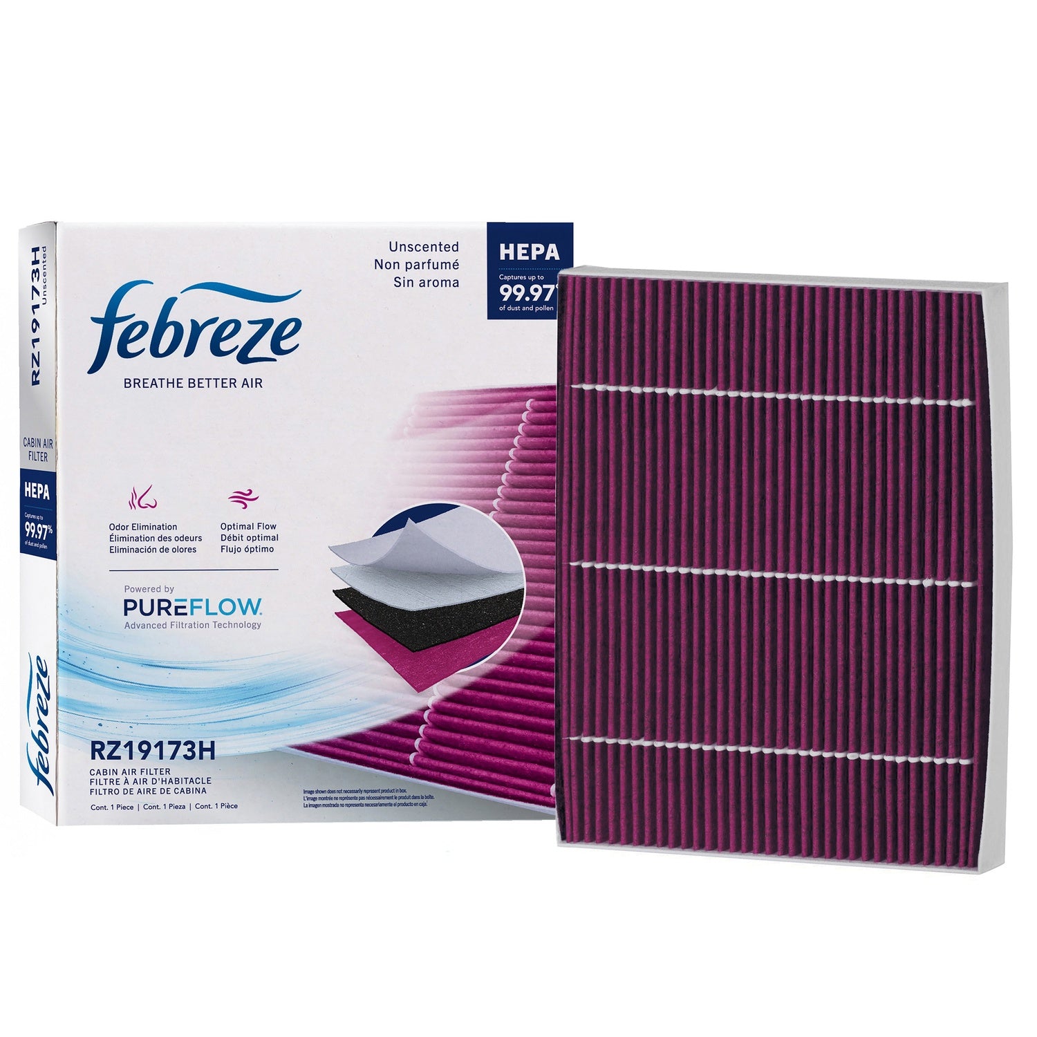 Febreze Odor Control HEPA Cabin Air Filter by PUREFLOW RZ19173H | Fits 2022 Chrysler Voyager