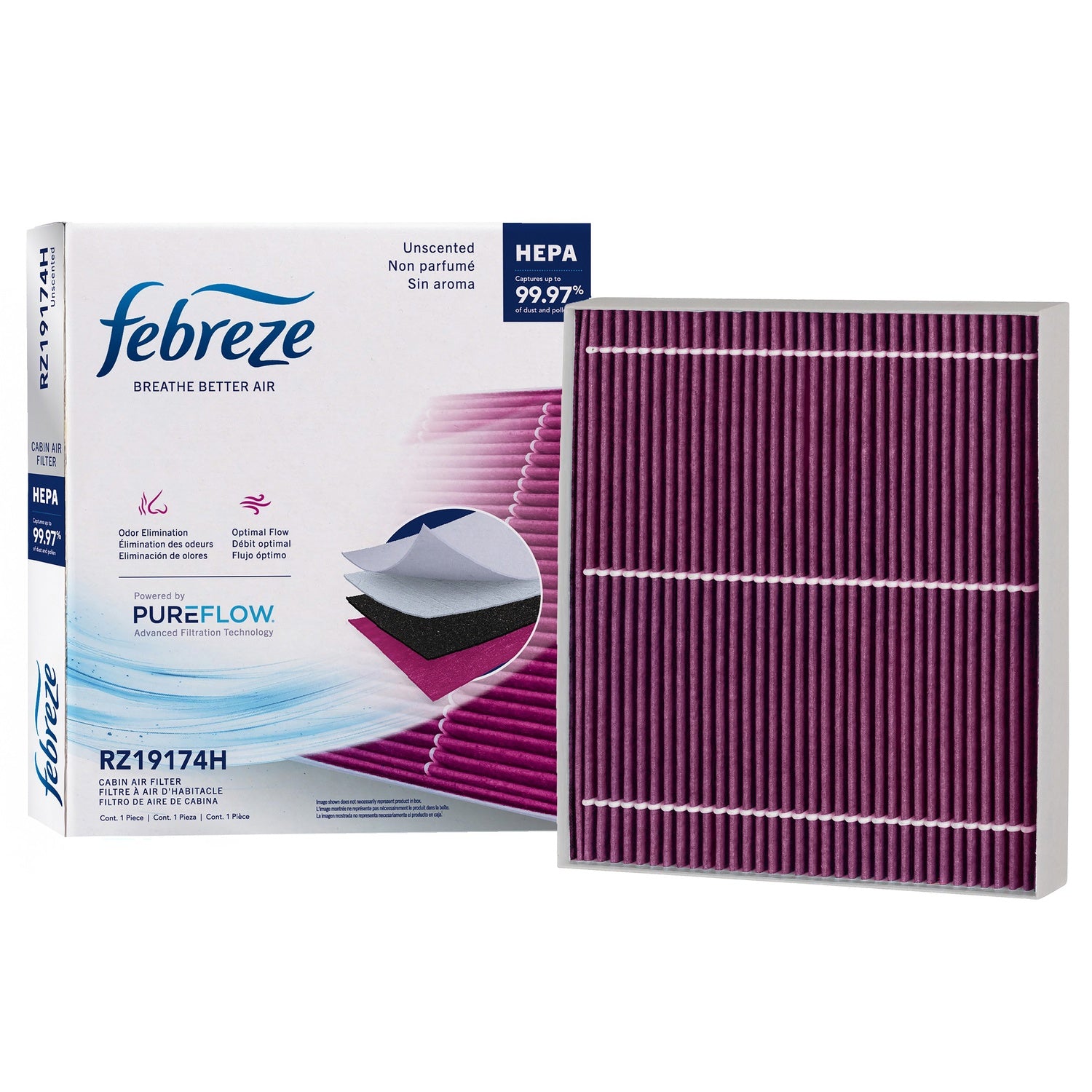 Febreze Odor Control HEPA Cabin Air Filter by PUREFLOW RZ19174H | Fits 2020 Kia Telluride