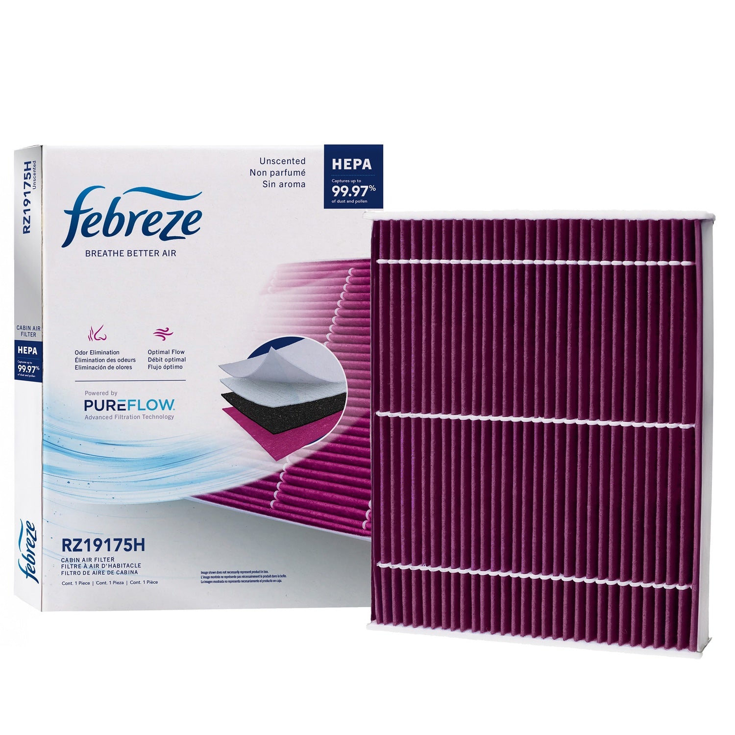 Febreze Odor Control HEPA Cabin Air Filter by PUREFLOW RZ19175H | Fits 2023 Ford Bronco
