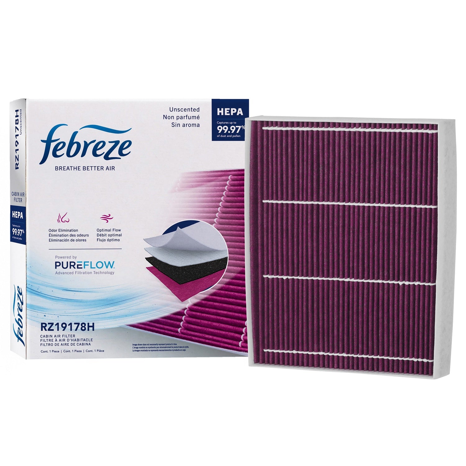 Febreze Odor Control HEPA Cabin Air Filter by PUREFLOW RZ19178H | Fits 2018 Hyundai Sonata