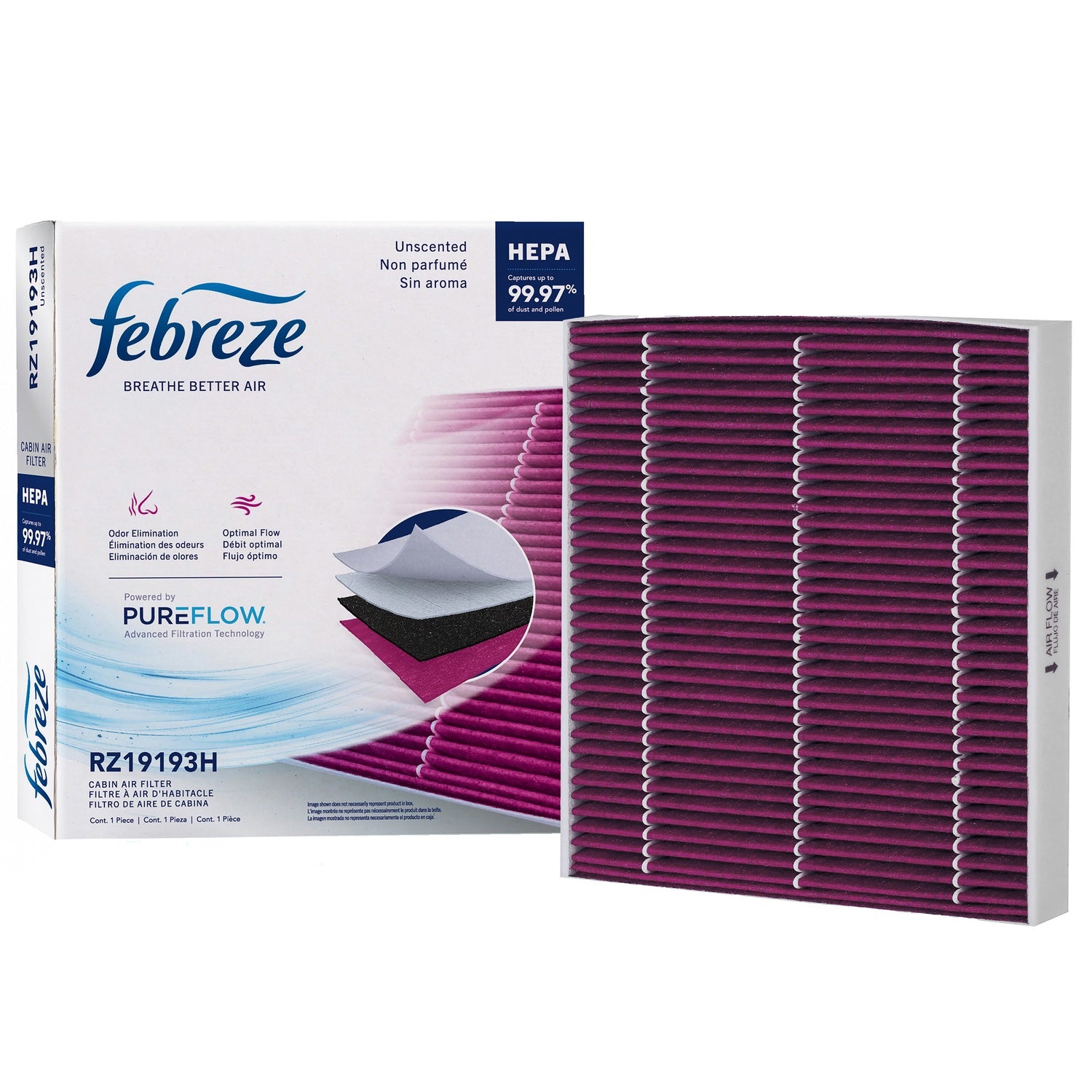 Febreze Odor Control HEPA Cabin Air Filter by PUREFLOW RZ19193H | Fits 2023 Volkswagen Caddy
