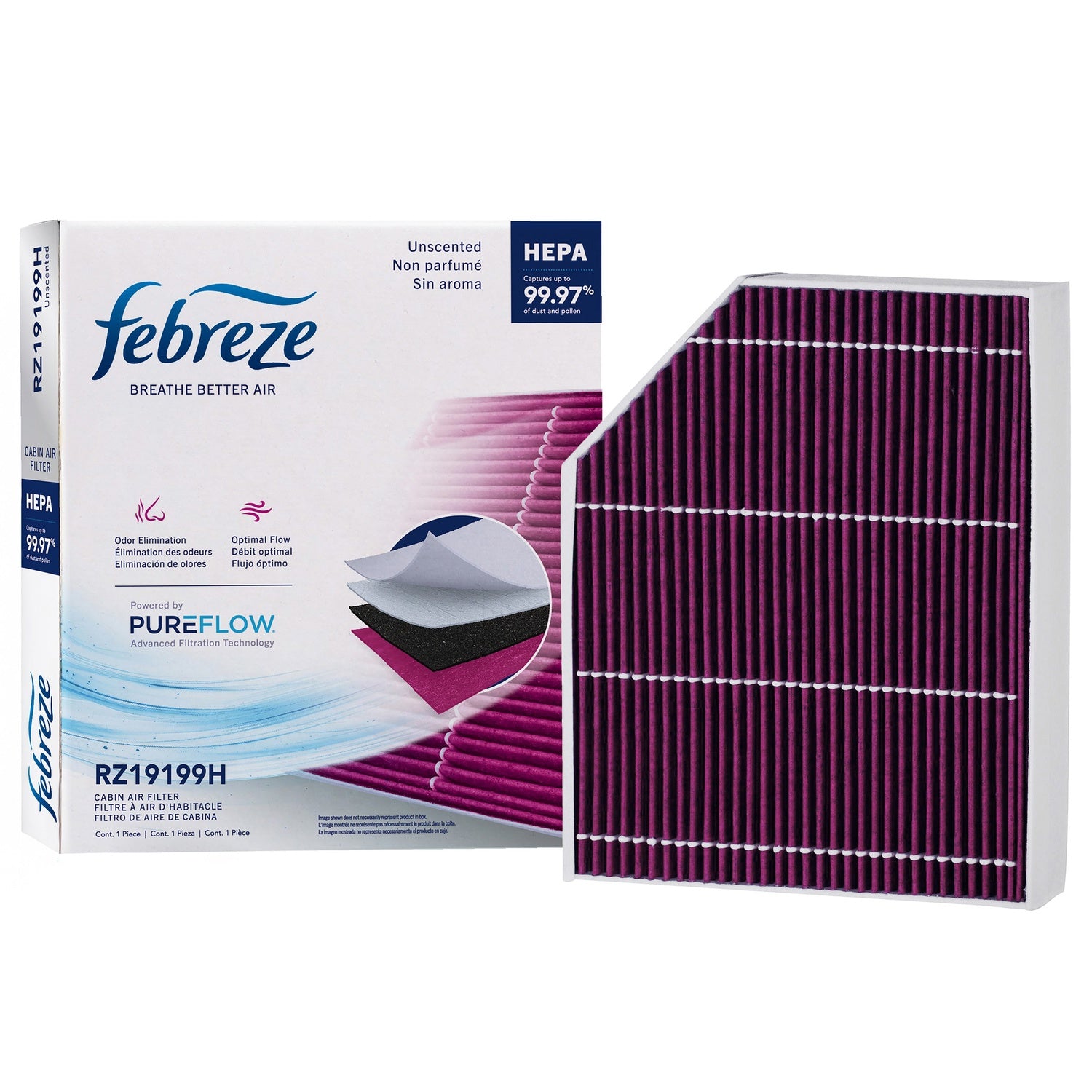 Febreze Odor Control HEPA Cabin Air Filter by PUREFLOW RZ19199H | Fits 2015 Audi S4