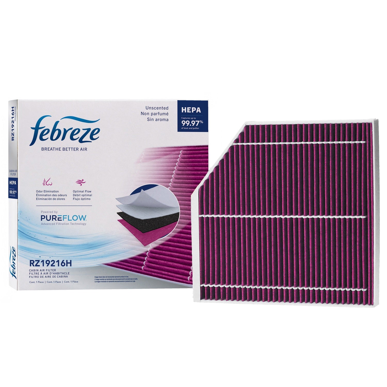 Febreze Odor Control HEPA Cabin Air Filter by PUREFLOW RZ19216H | Fits 2017 Audi S6