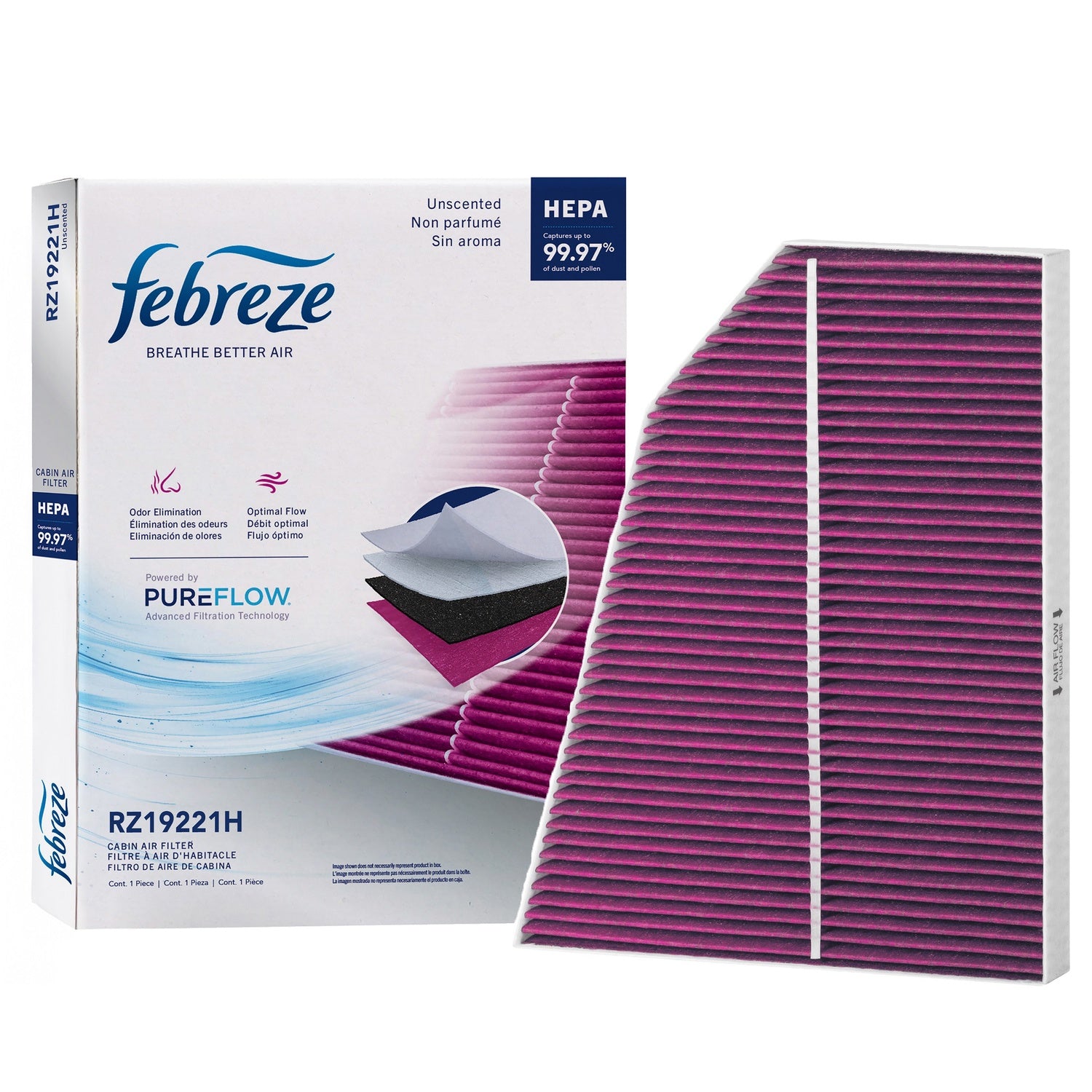 Febreze Odor Control HEPA Cabin Air Filter by PUREFLOW RZ19221H | Fits 2016 Tesla X