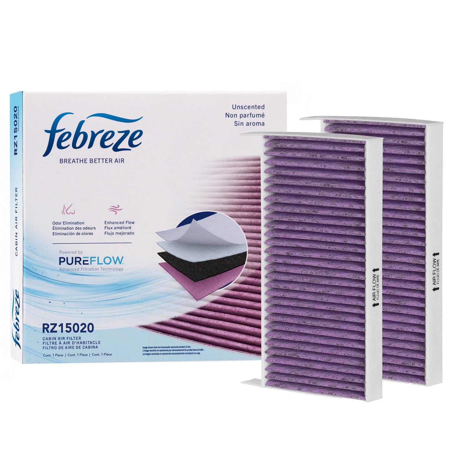 Febreze Odor Control Cabin Air Filter by PUREFLOW RZ15020 | Fits 2004 Nissan Quest