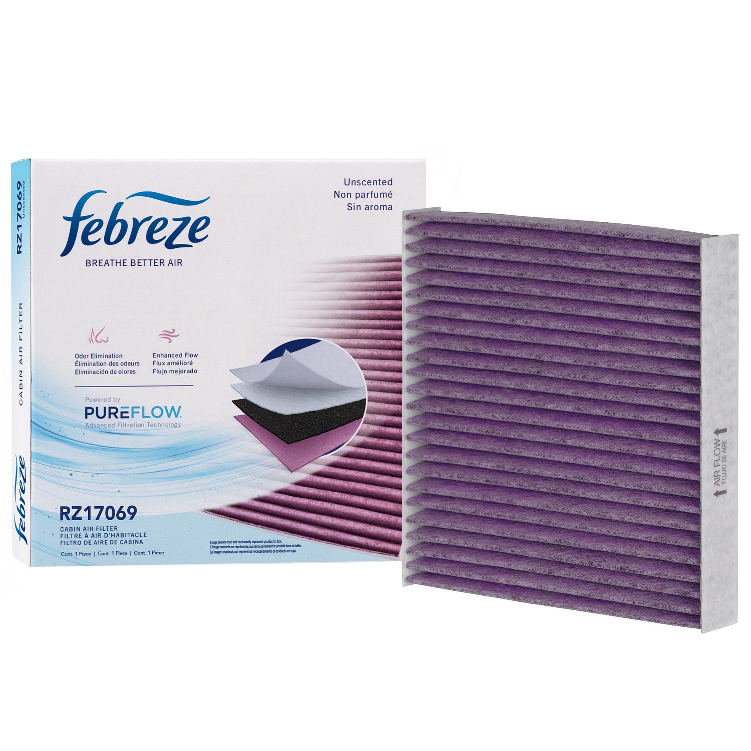 Febreze Odor Control Cabin Air Filter by PUREFLOW RZ17069 | Fits 2025 Peugeot Partner Rapid
