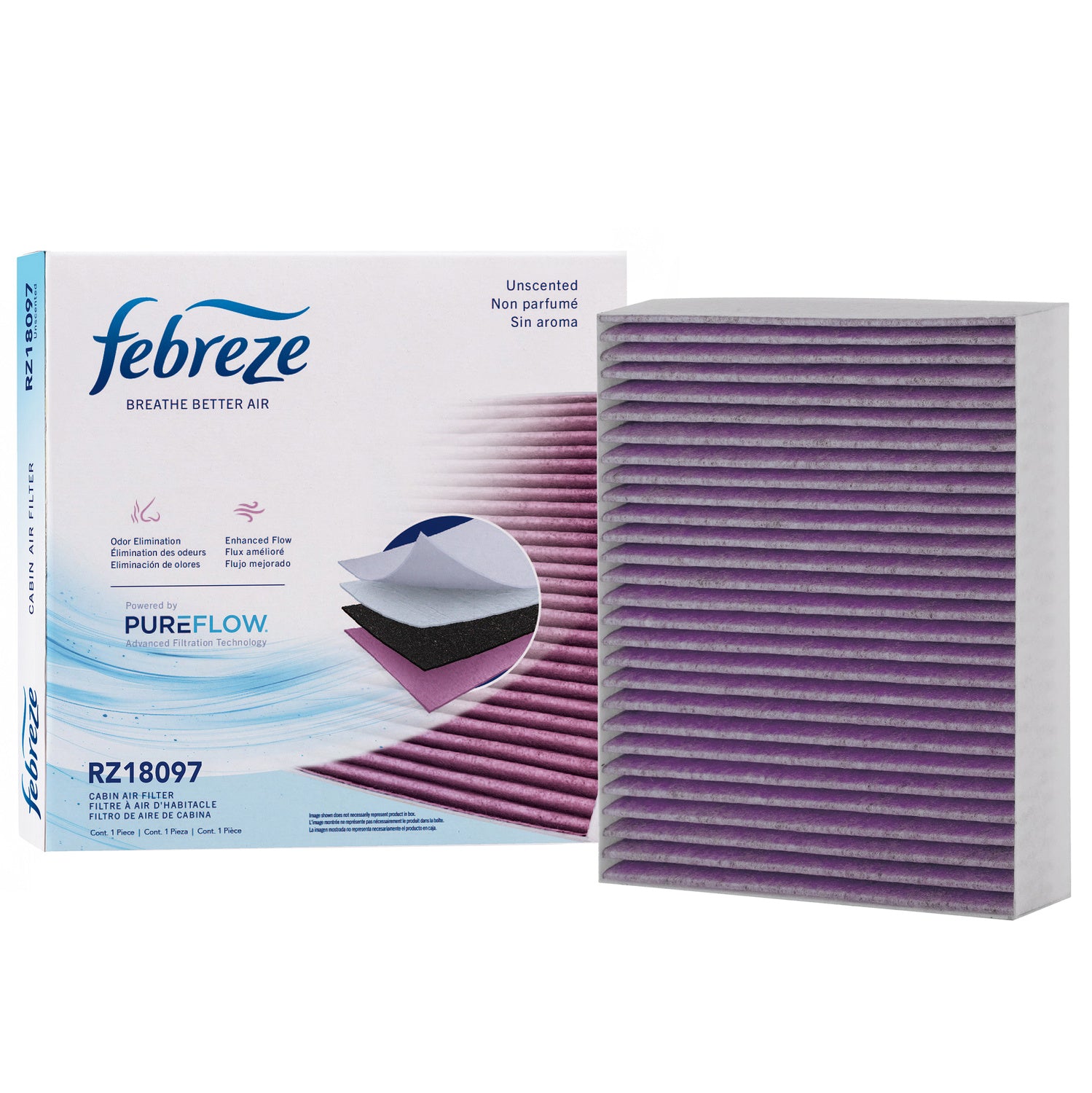 Febreze Odor Control Cabin Air Filter by PUREFLOW RZ18097 | Fits 2019 Hyundai Sonata