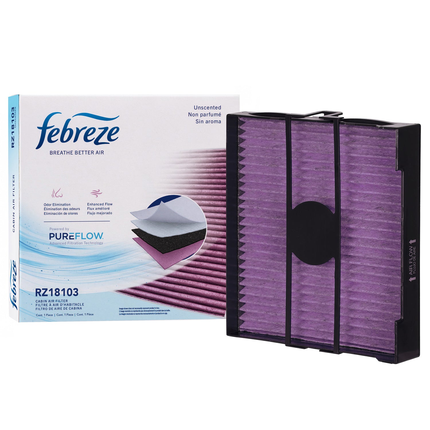 Febreze Odor Control Cabin Air Filter by PUREFLOW RZ18103 | Fits 2008 Subaru Forester