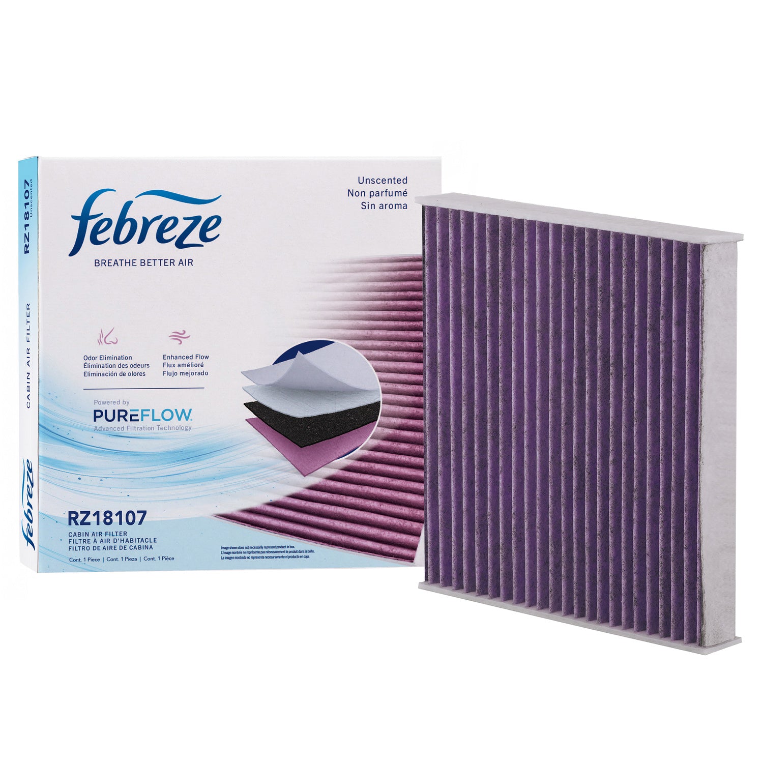 Febreze Odor Control Cabin Air Filter by PUREFLOW RZ18107 | Fits 2012 Toyota Highlander