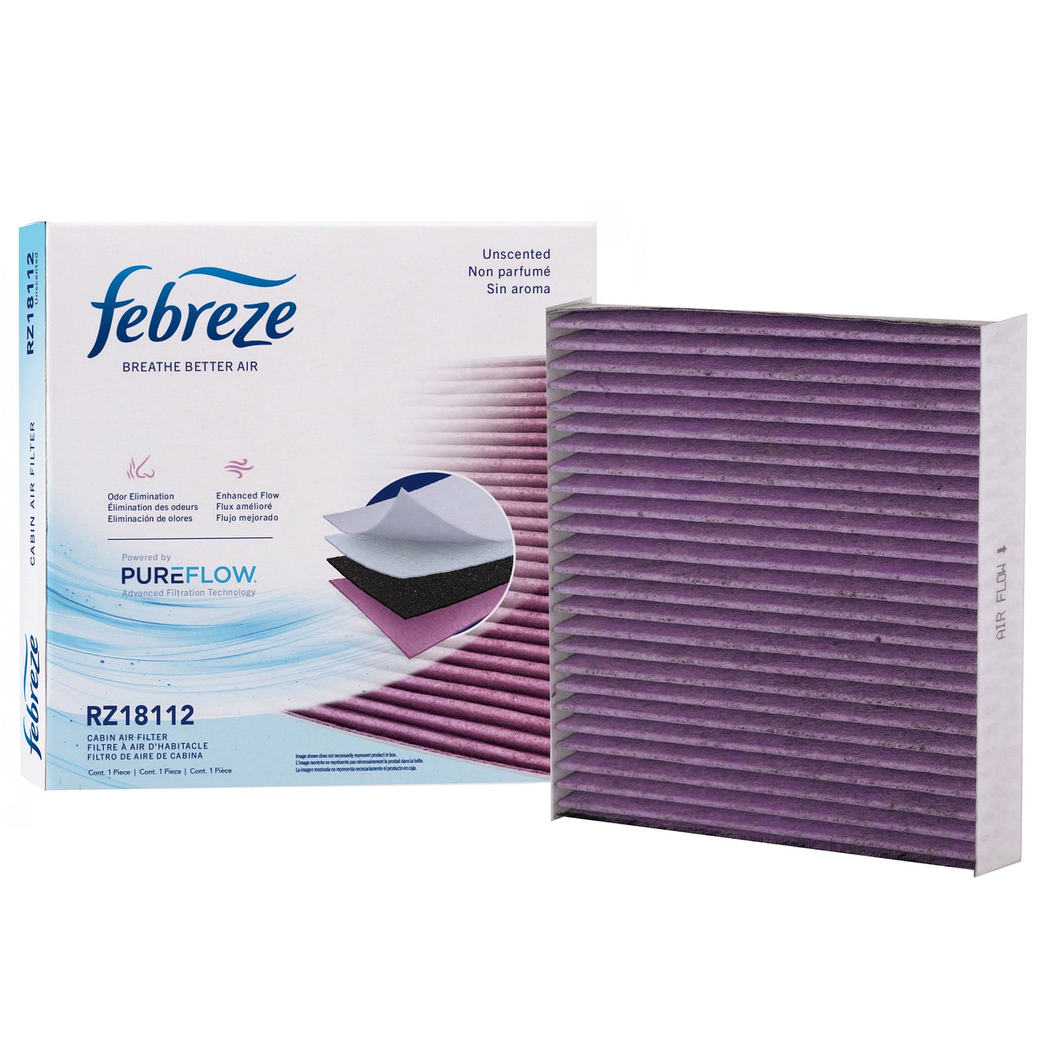 Febreze Odor Control Cabin Air Filter by PUREFLOW RZ18112 | Fits 2022 Toyota Tacoma