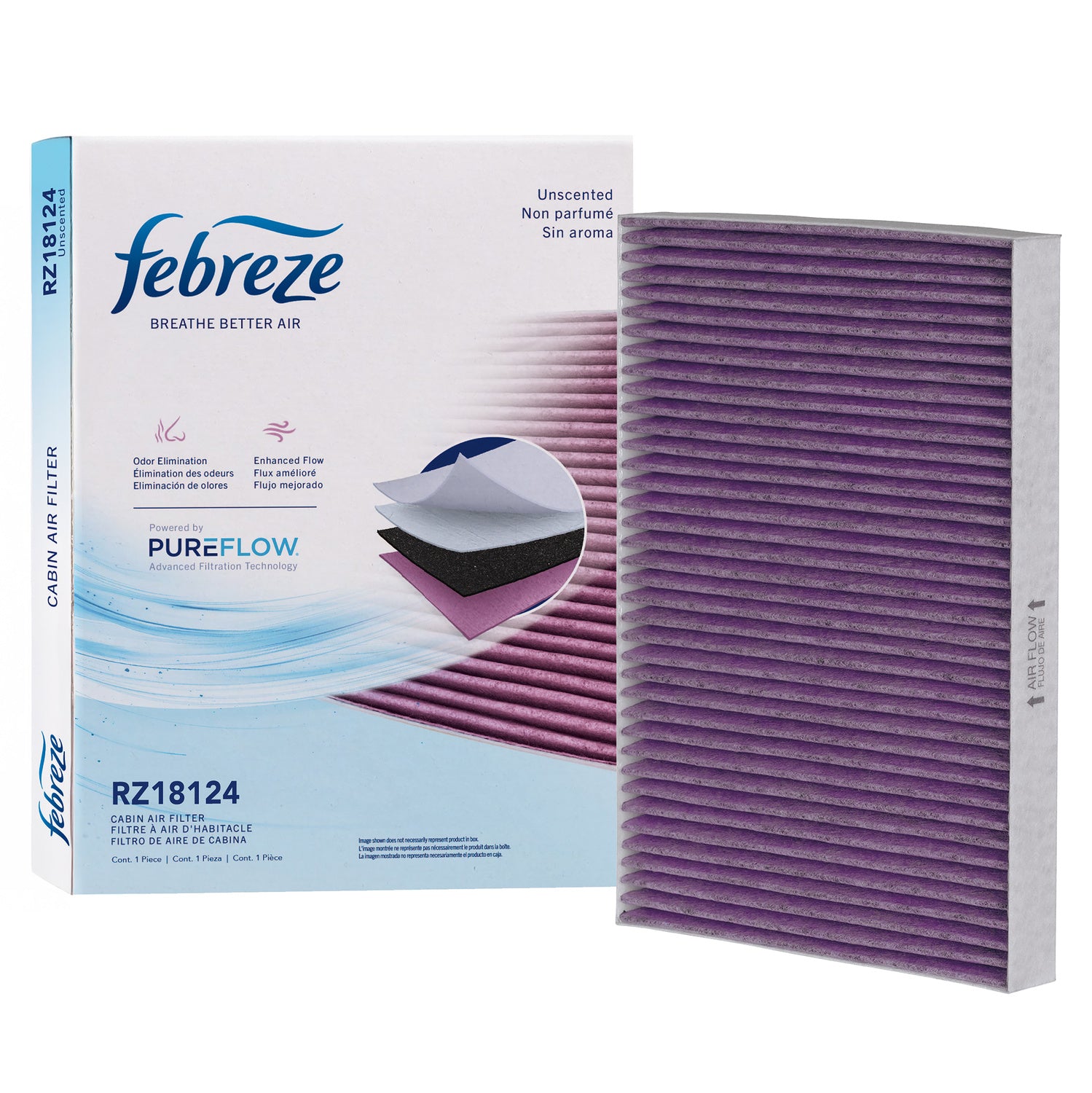 Febreze Odor Control Cabin Air Filter by PUREFLOW RZ18124 | Fits 2003 Audi A4 Quattro