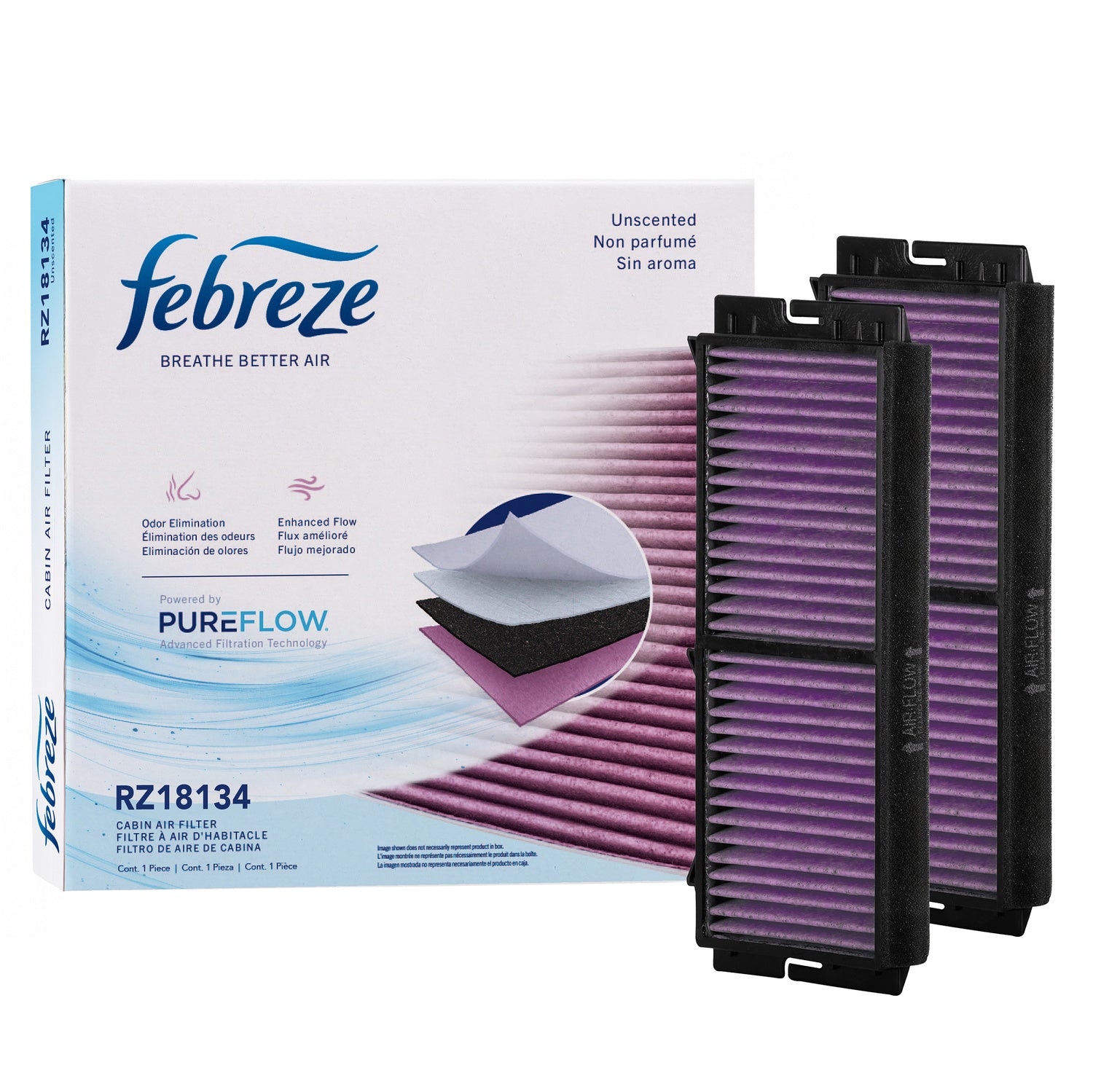 Febreze Odor Control Cabin Air Filter by PUREFLOW RZ18134 | Fits 2010 Mazda 3 Sport